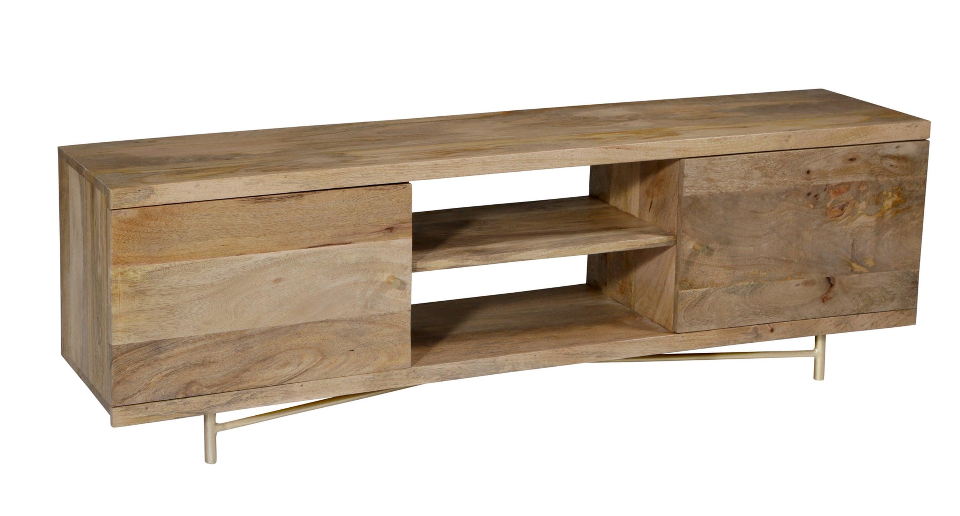 Wooden 2 Door Open Shelf TV Unit | 144x35x46 cm