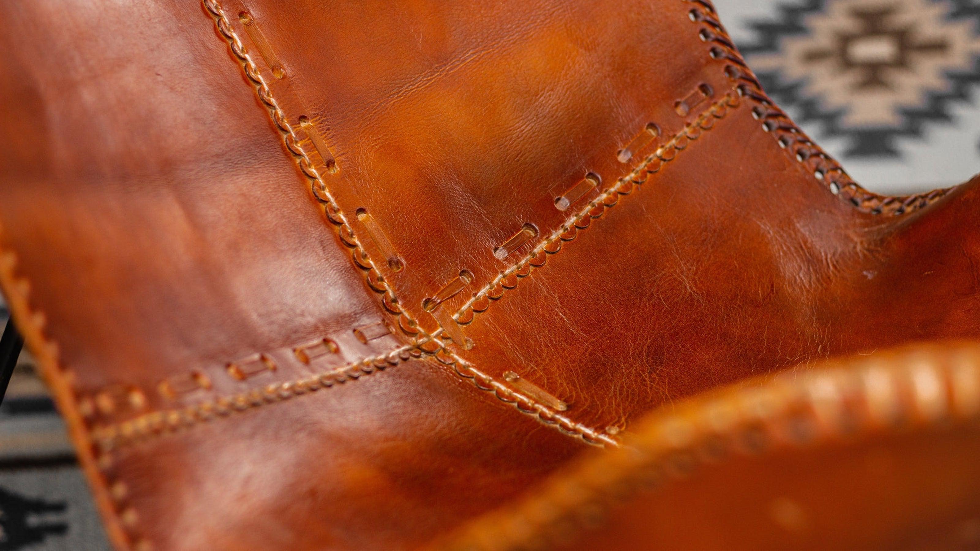 Leather Butterfly Chair | Living Room Brown Leather Chair | 27 x 30 x 29 inches