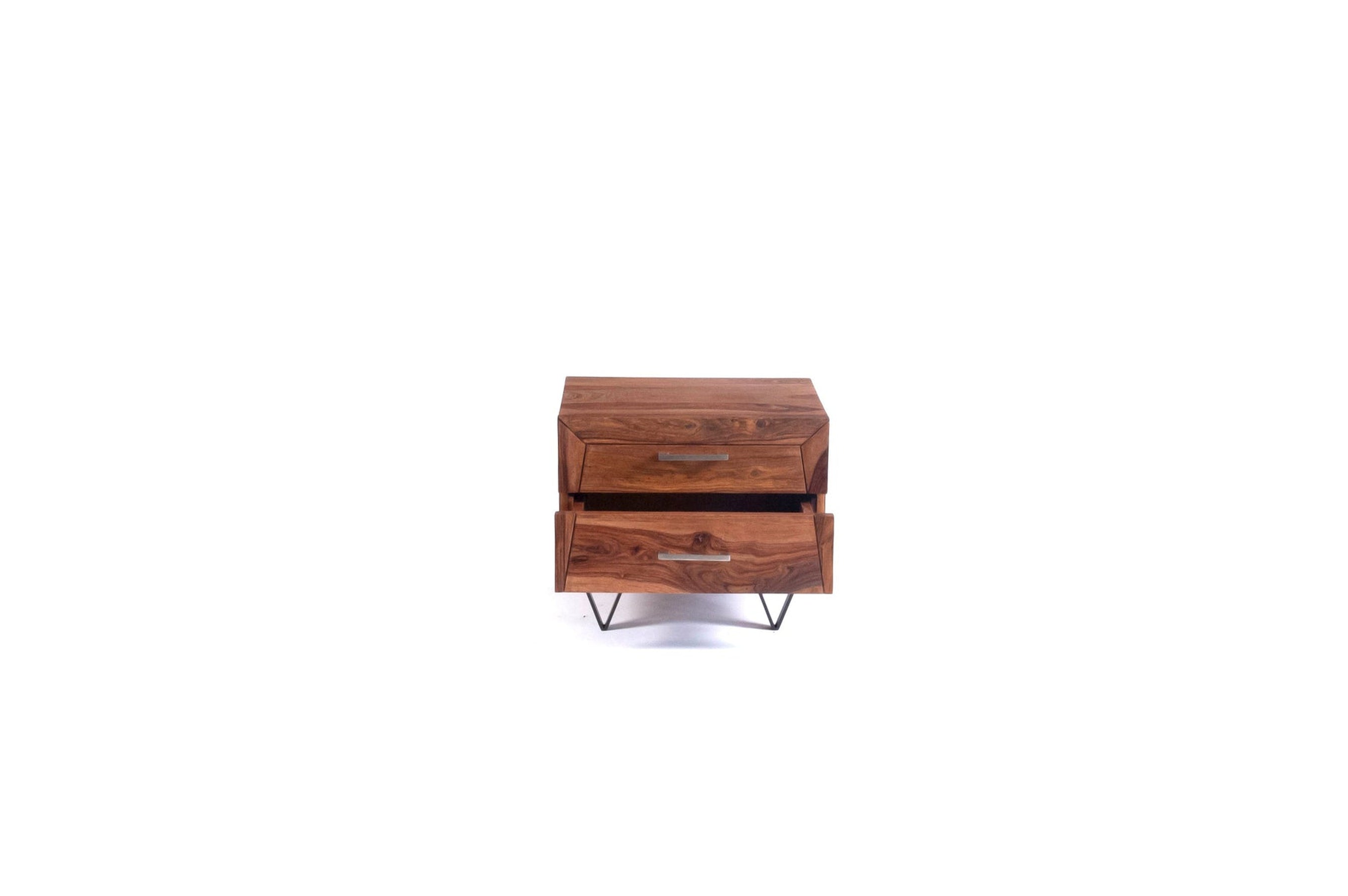 Bedside Table | Wooden Nightstand with 2 Drawers and Handles, Side End Table for Bedroom/Living Room | 48x40x40 cm