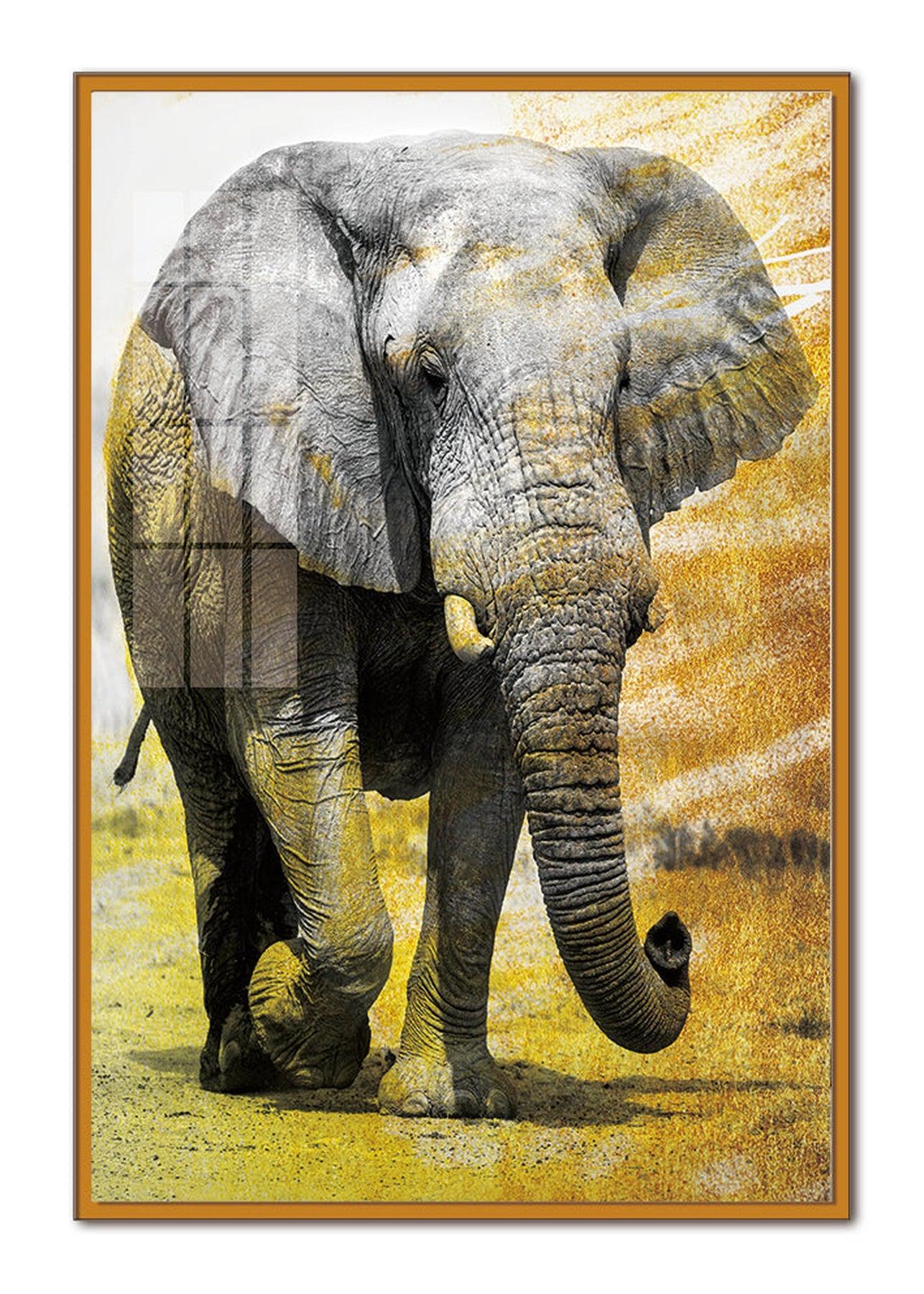 Walking Elephant Color Wall Art | 70x50 cm