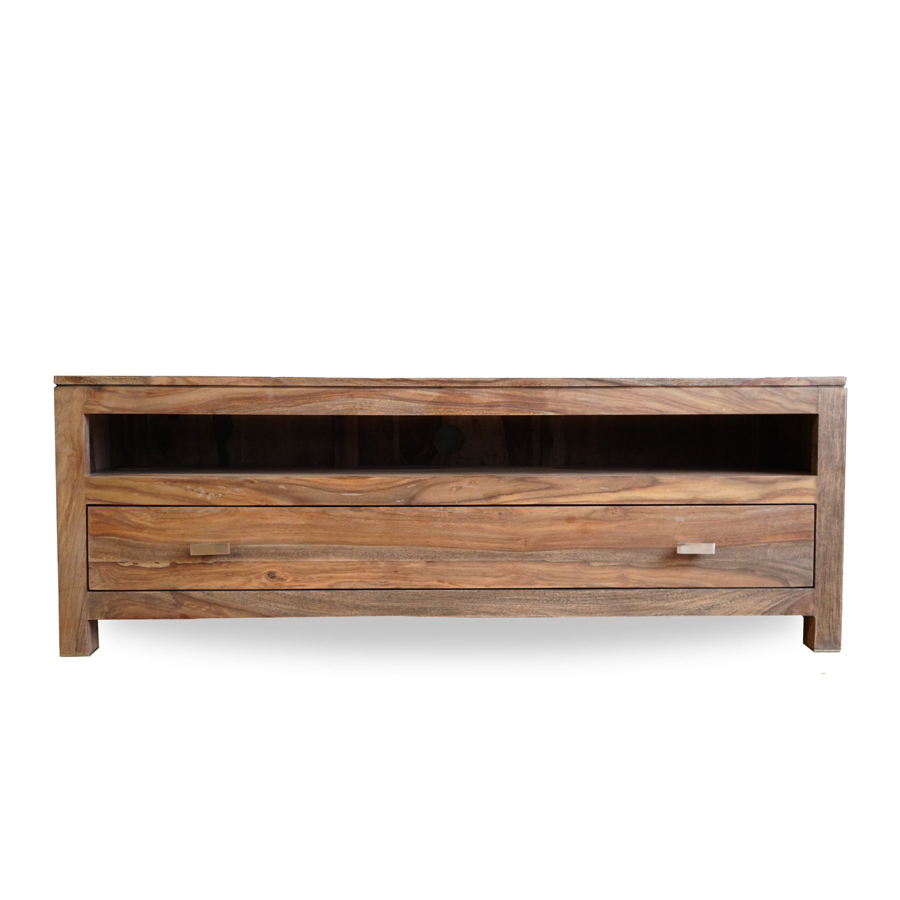 Zen TV Cabinet | Wooden TV Stand with Shelf and Drawer | Entertainment Center and storage | 140x40x50 cm