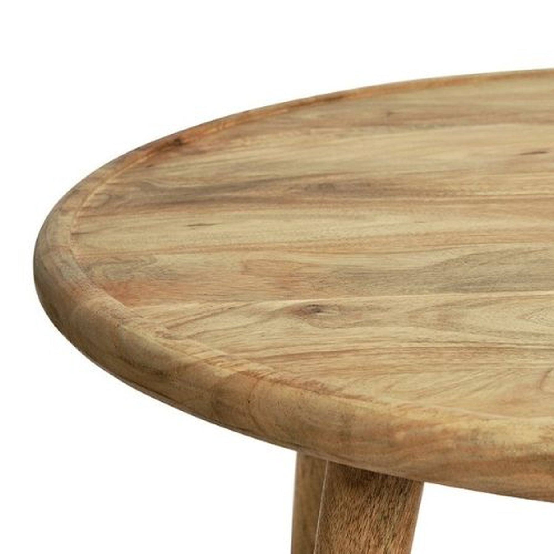 Retro Round Large Solid Wood Coffee Table | 30x30x14 inches