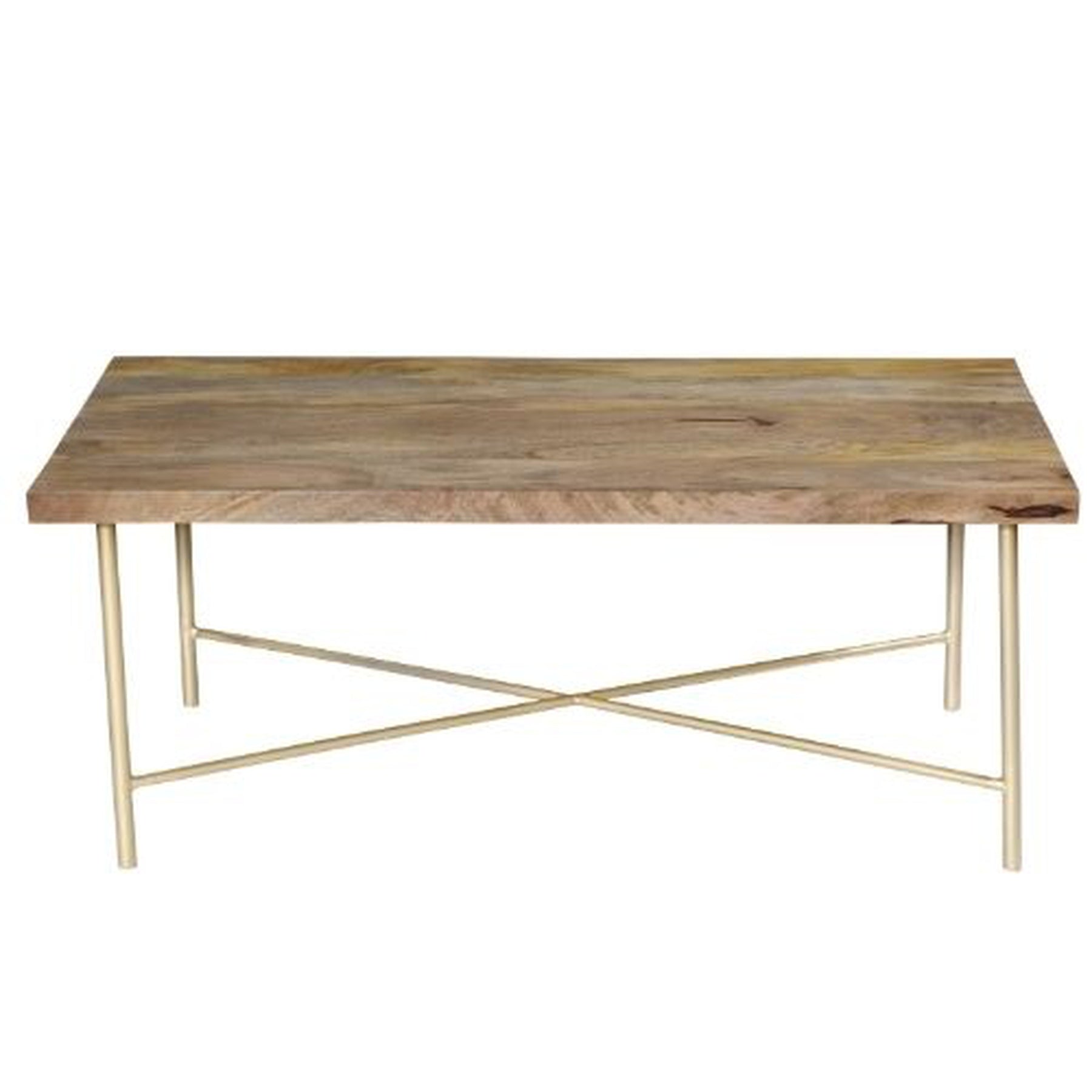 Wooden Ring Range Solid Wood Coffee Table - Accent Look With Brass Legs | 100x55x40 cm