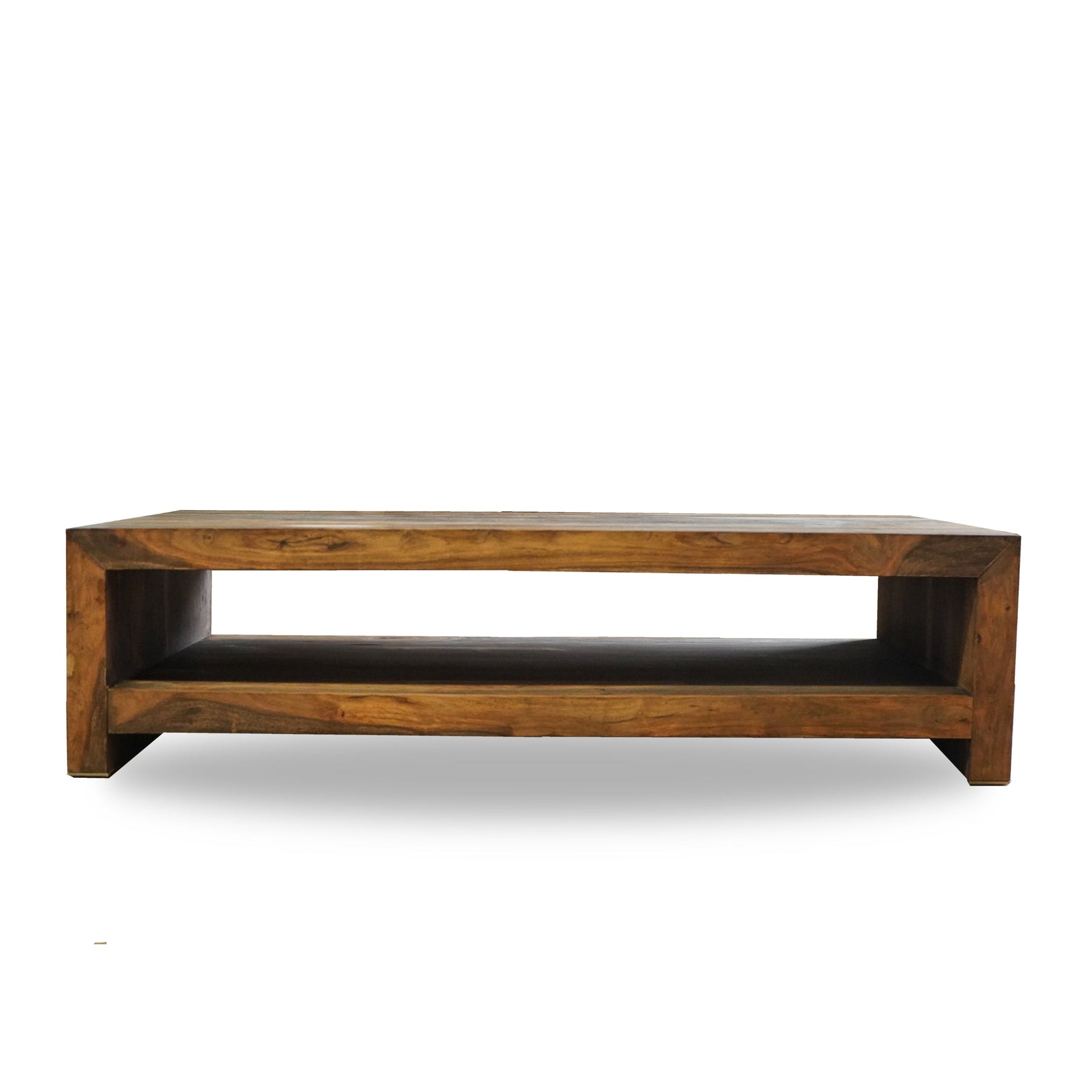 Zen Wooden Coffee Table - 2 Tier Unique Wooden Coffee Table with Storage Shelf | 2 Sizes Available