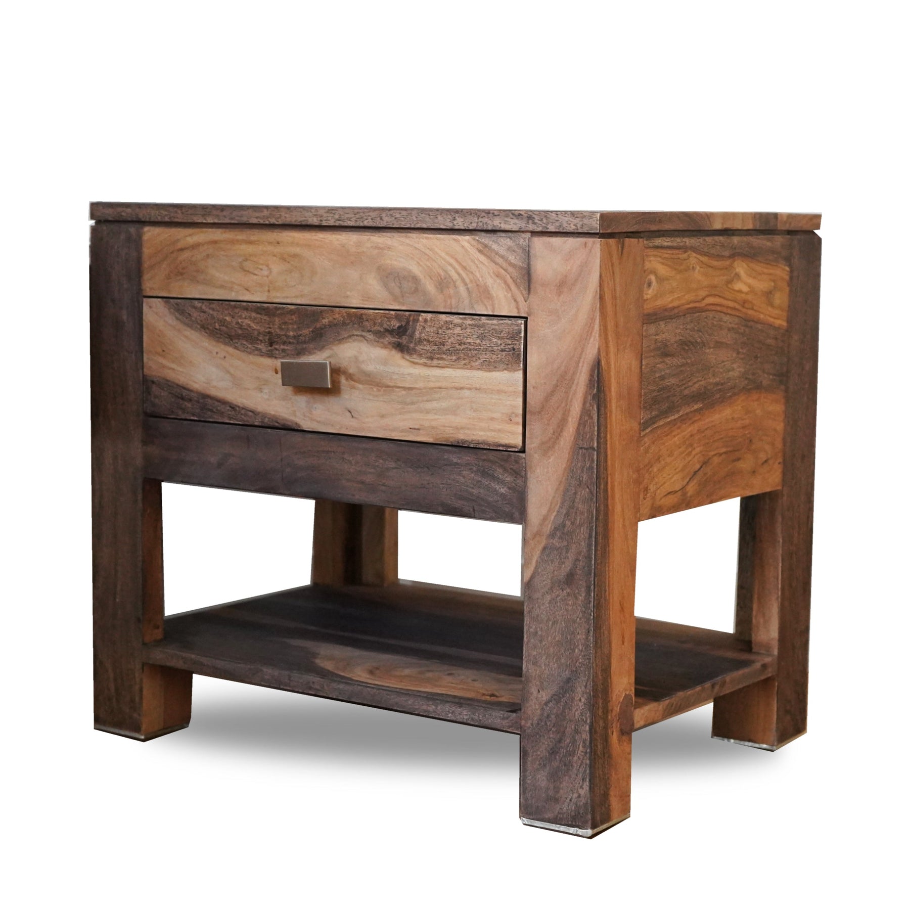 Zen Night Table - Wooden Beside Table with Drawer and Storage Shelf | 50x35x45 cm