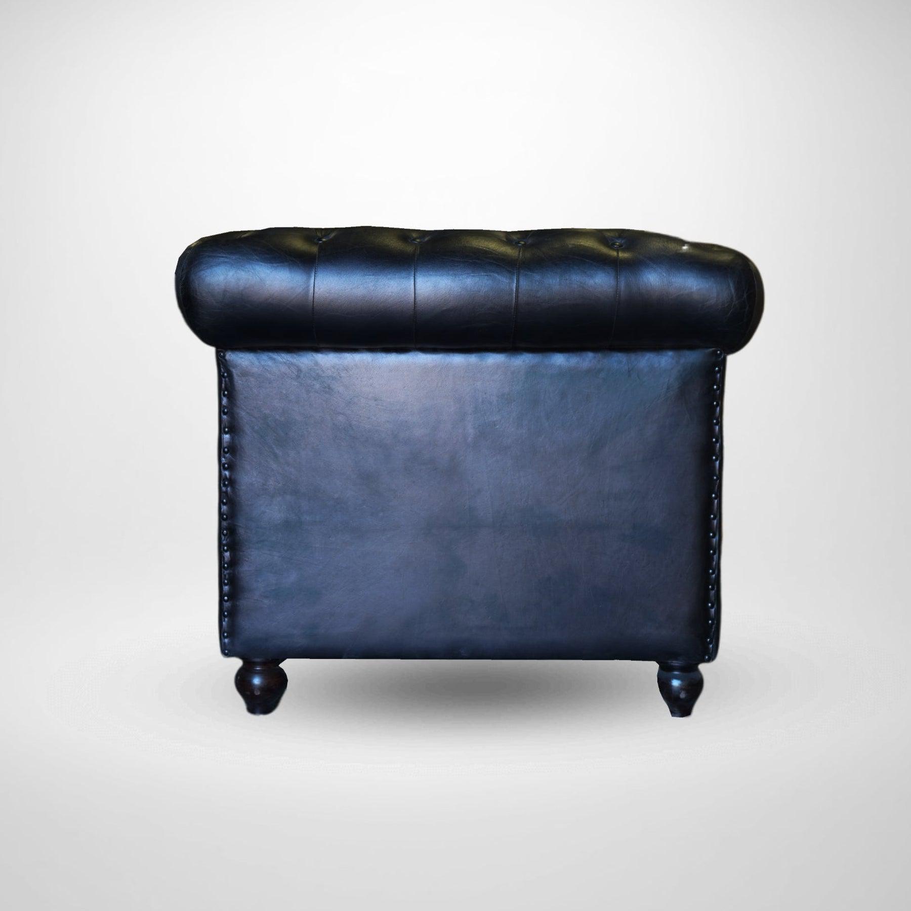 Leather Accent Chair | Chesterfield Armchair with Wooden legs | Upholstered One Seat | 35x40x30 inches