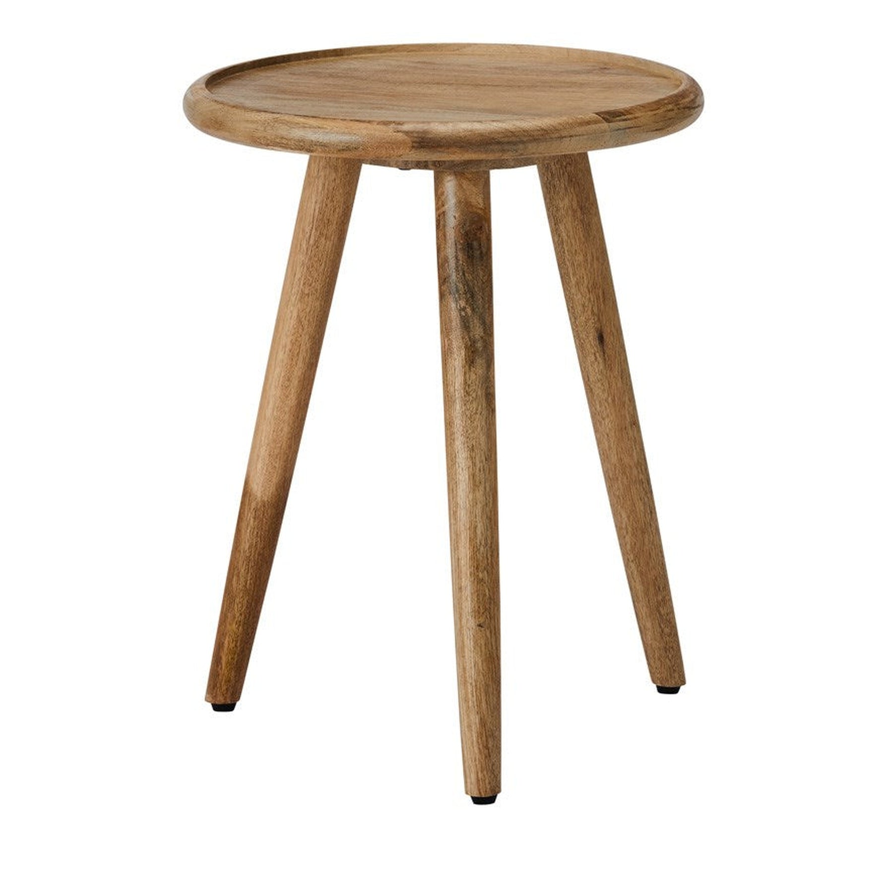 Retro Round Small Solid Wood Side Table | 16x16x20 inches