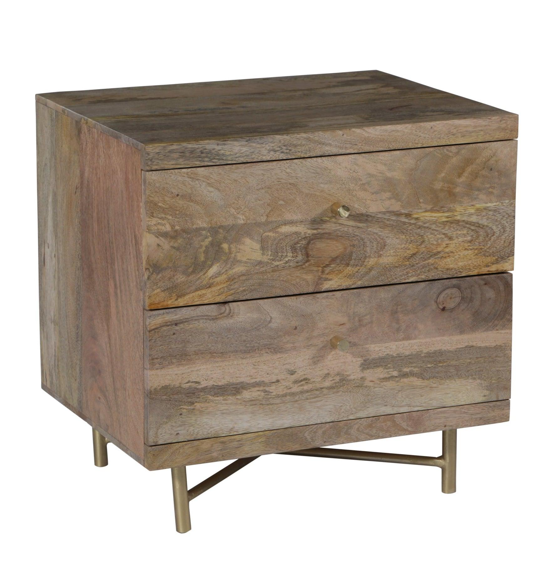 Wooden Ring Range 2 Drawer Bedside Table - Night Stand | 50x40x50 cm