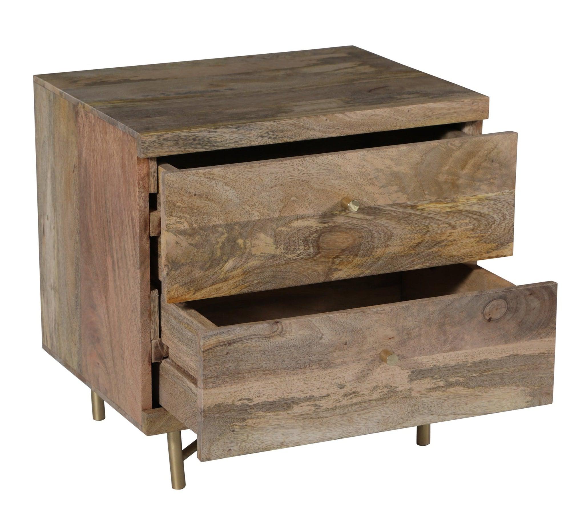 Table de chevet à 2 tiroirs en bois - Table de chevet