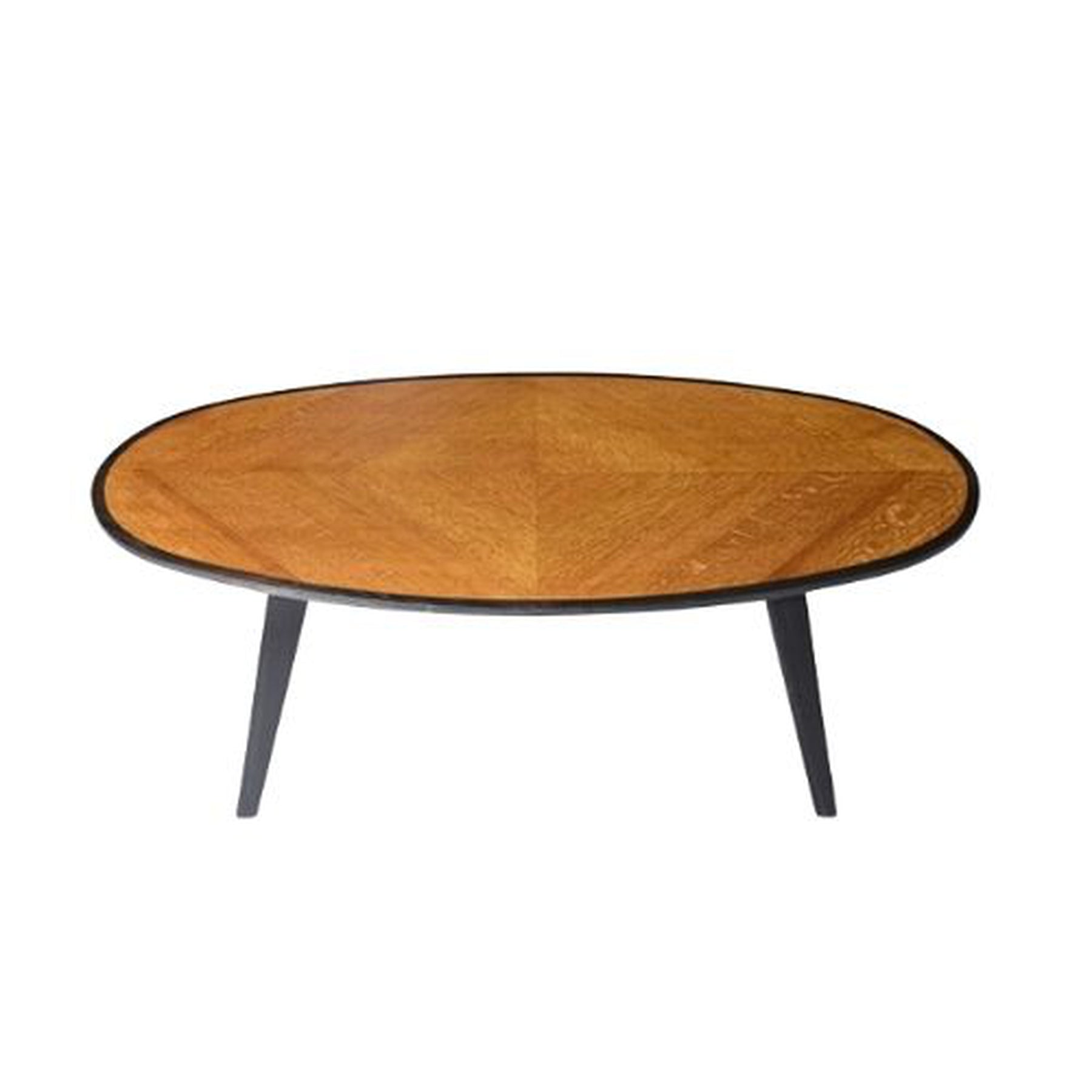 Table basse | Table basse en bois de forme ovale | Table de cocktail ovale en bois de style industriel