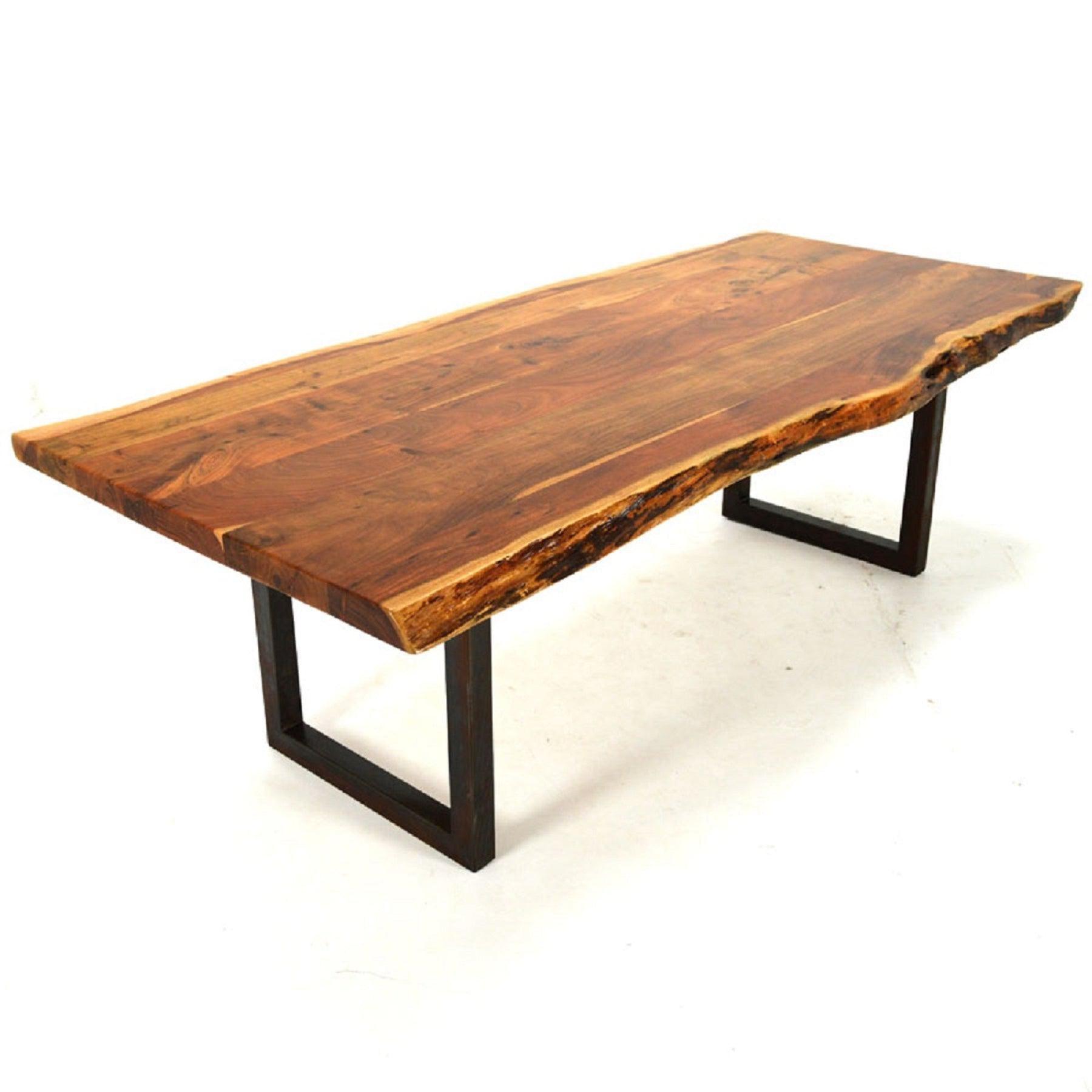 Live Edge Dining Table | Natural Wood Industrial Table With black iron Legs | Solid Wood Table | 3 Sizes Available