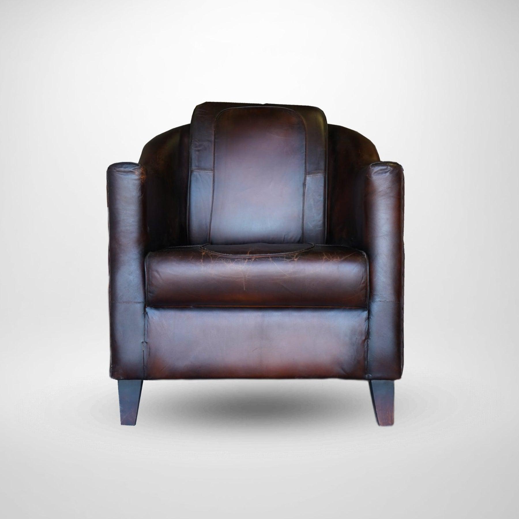 CasaSuarez Brown Leather Accent Chair| Modern Leather Armchair | Leather Accent Club Chair | 31x30x35 inches