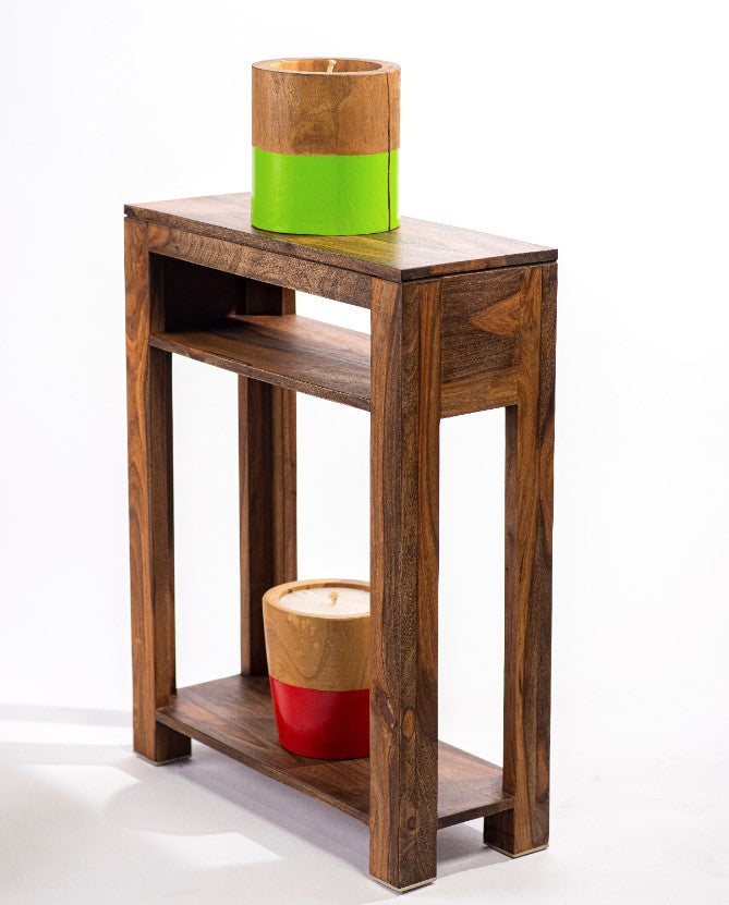 ZEN - Petite console en bois - Console en bois à 3 niveaux avec étagères de rangement ouvertes