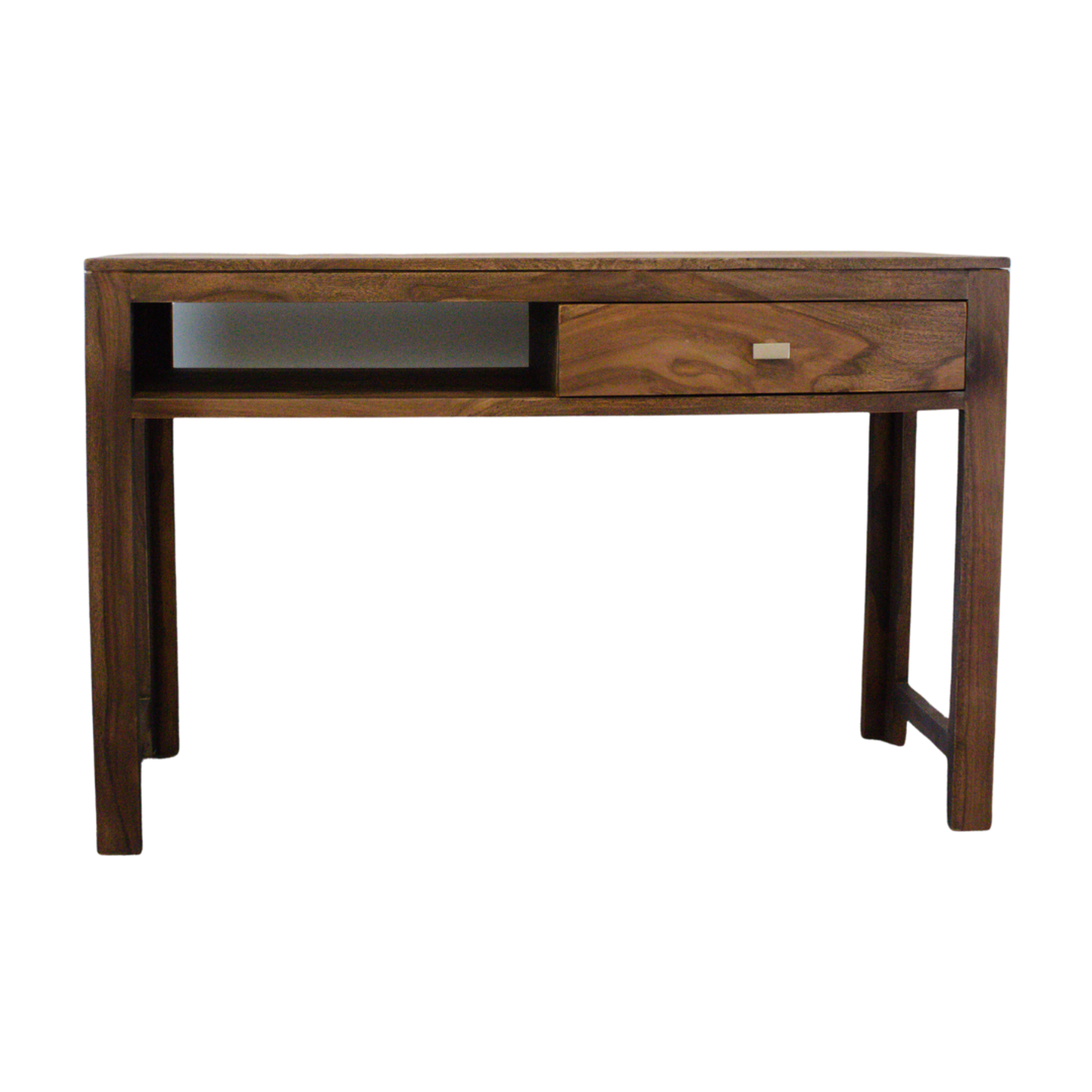 Bureau console grand | Grande console en bois | Bureau de table console avec un tiroir et une étagère