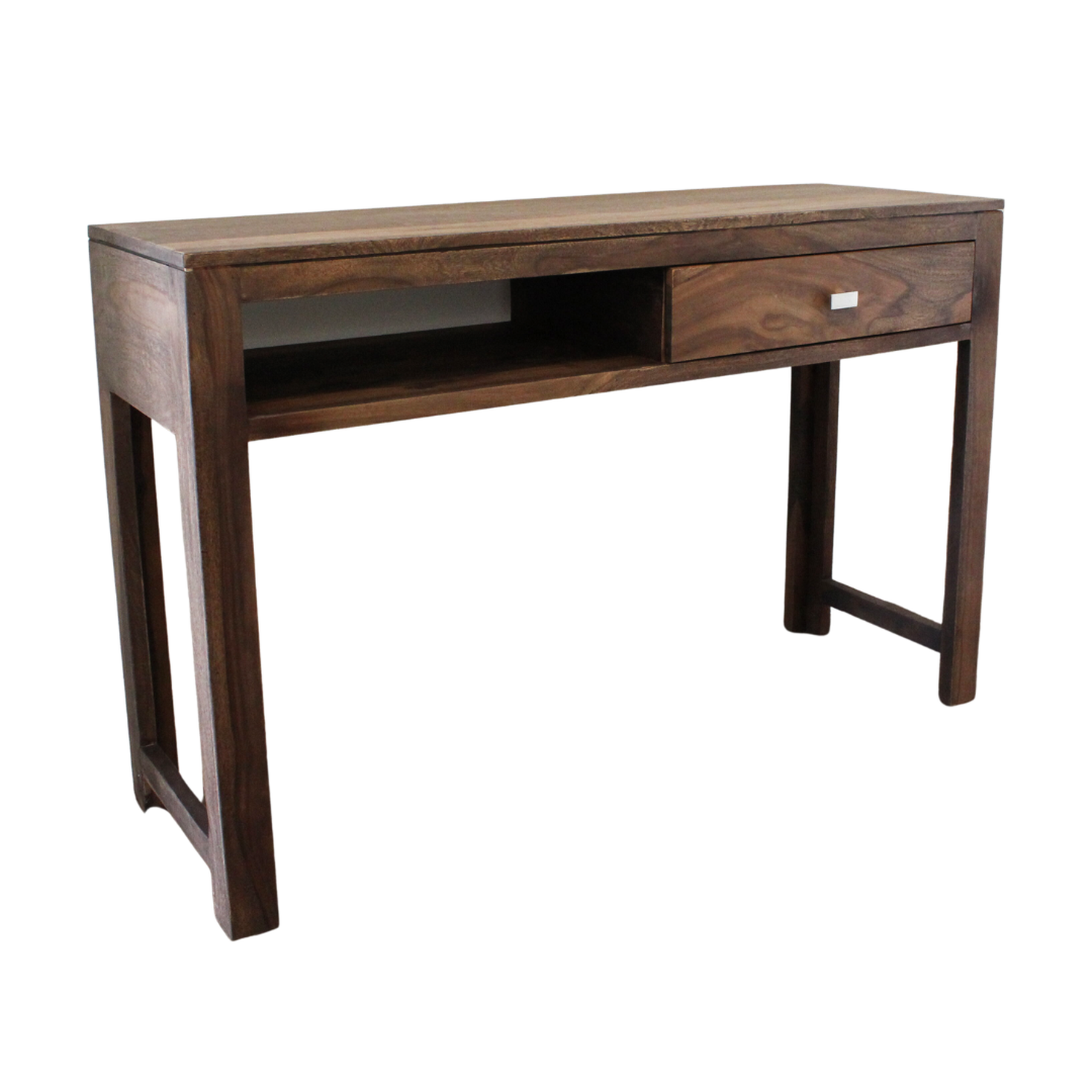 Bureau console grand | Grande console en bois | Bureau de table console avec un tiroir et une étagère