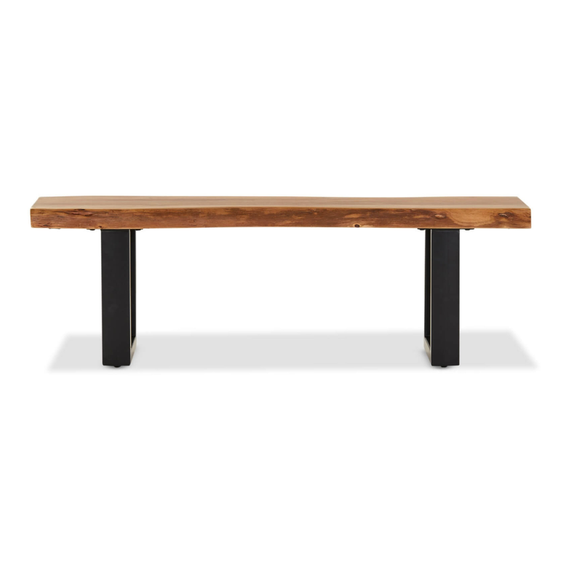 Live Edge Wooden Bench | Wood Chair with Black Iron Legs | 2 Sizes Available