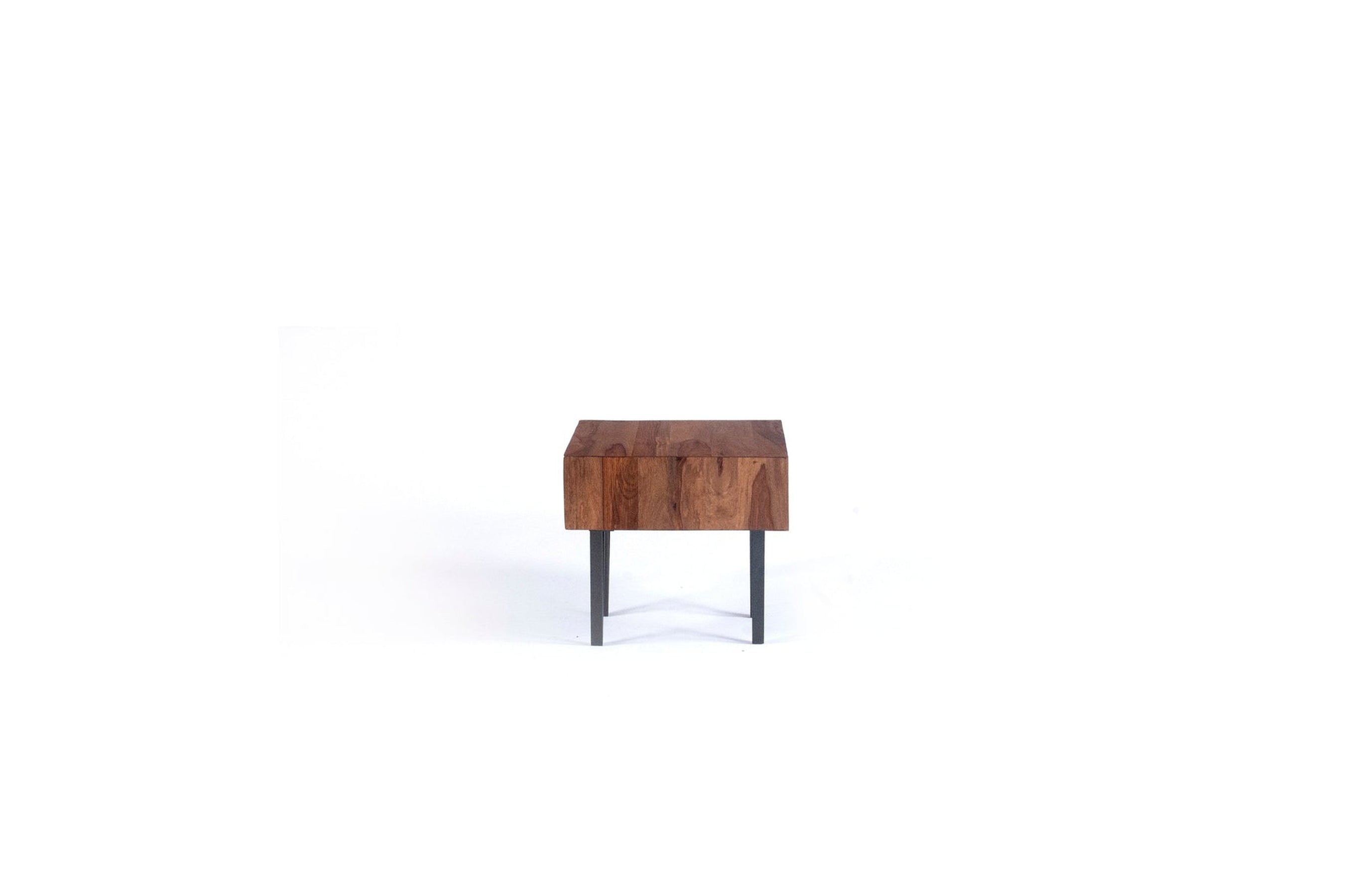 Metric Side Table With Iron Legs | Wooden Stackable Night Stand for Living Room and Bedroom | 45x45x42 cm