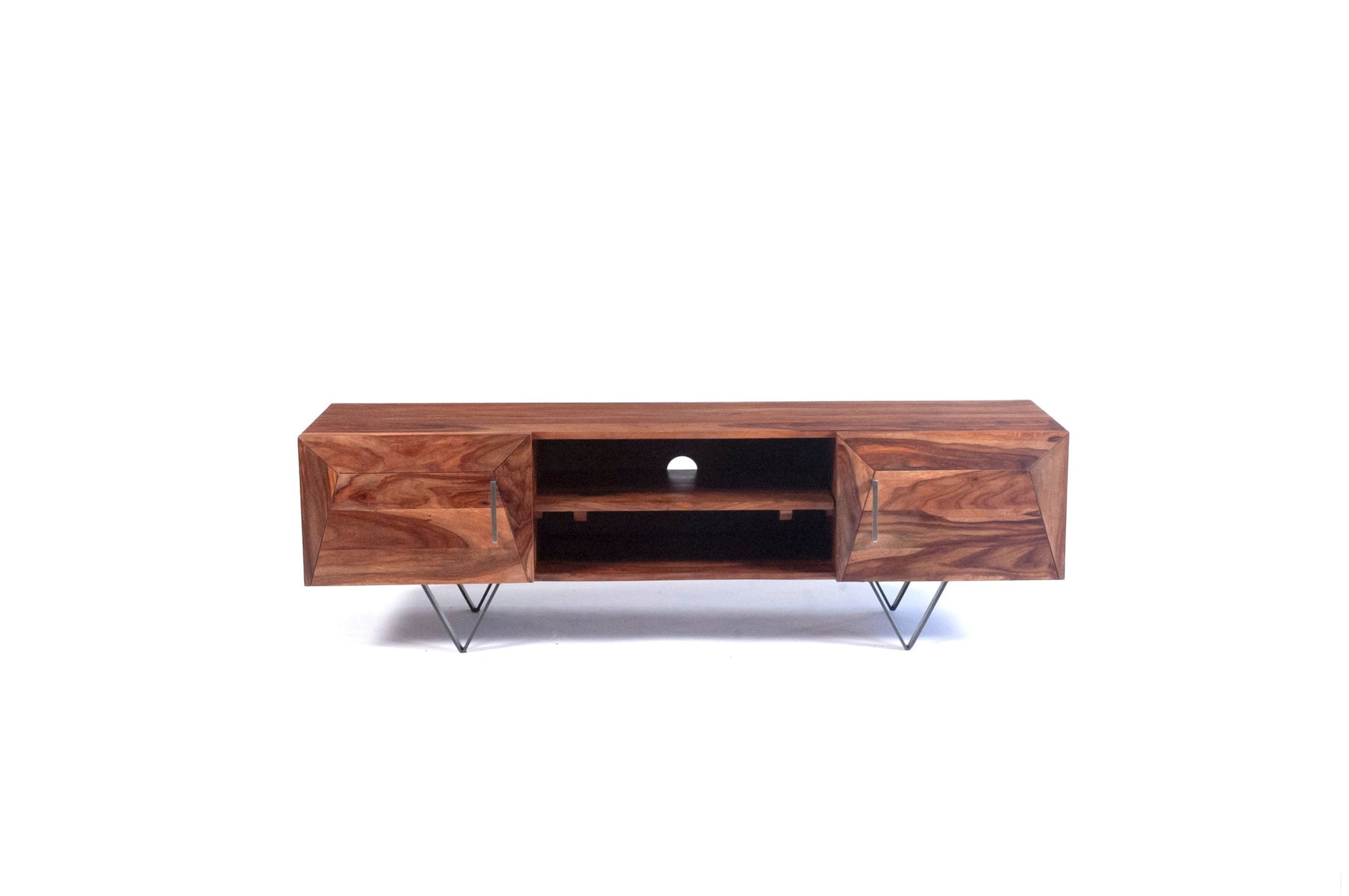 Wooden Metric TV Cabinet | Entertainment TV Stand for Living Room with Shelves | 150x40x75 cm