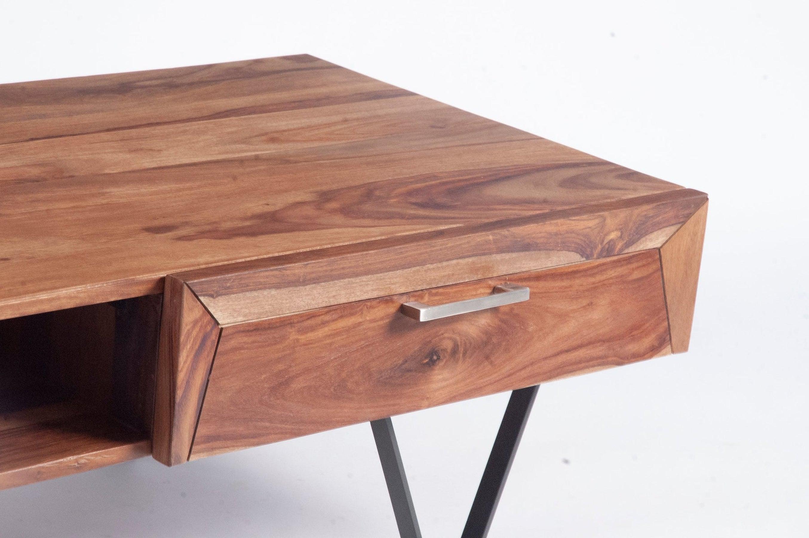Table basse métrique avec tiroirs | Table de canapé avec rangement | Table centrale en bois - Salon ou bureau