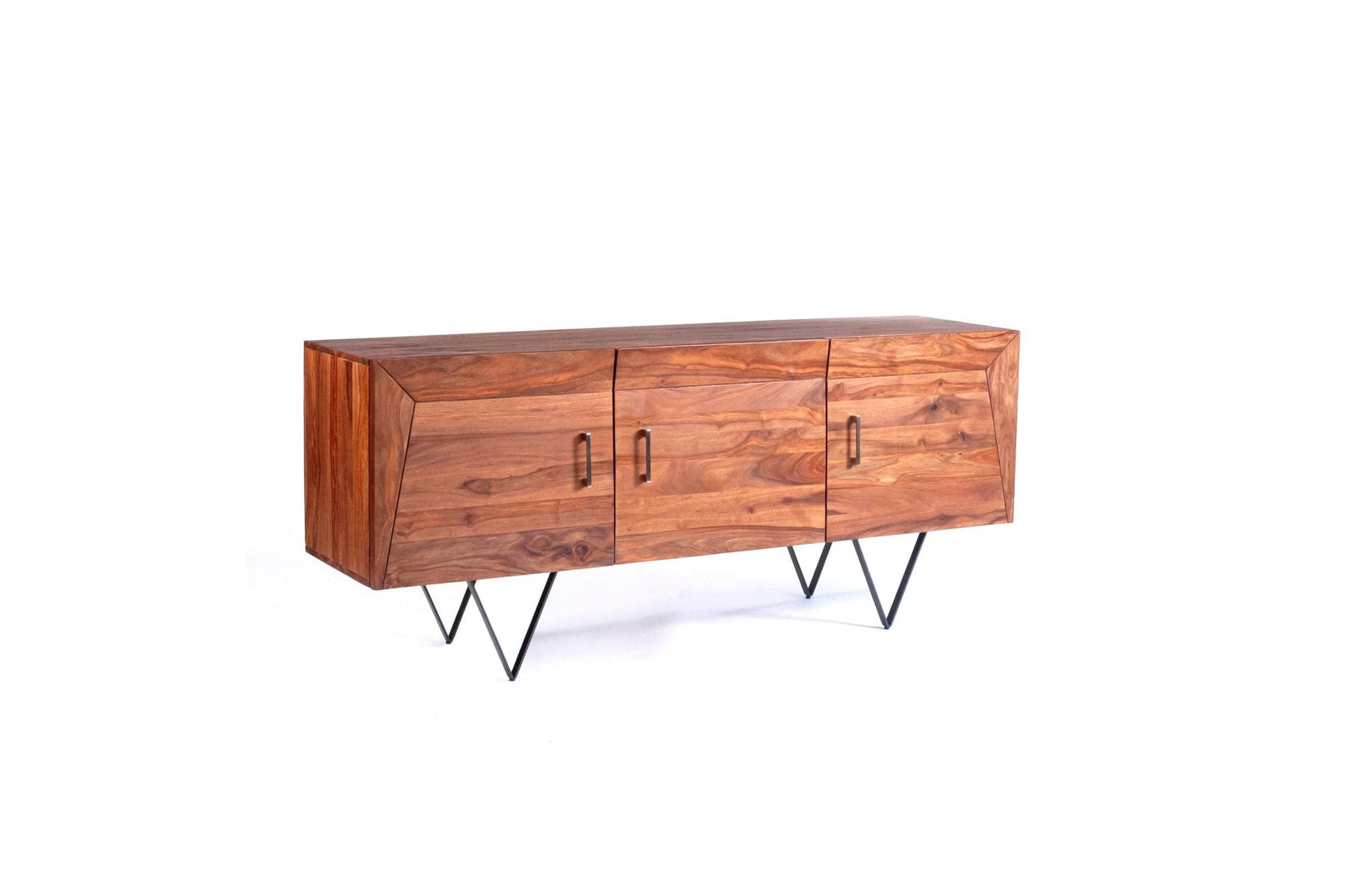Metric Solid Wood Sideboard | Wide Rectangle with Storage - 3 Door | Living Room and Dining room | 175x45x73 cm