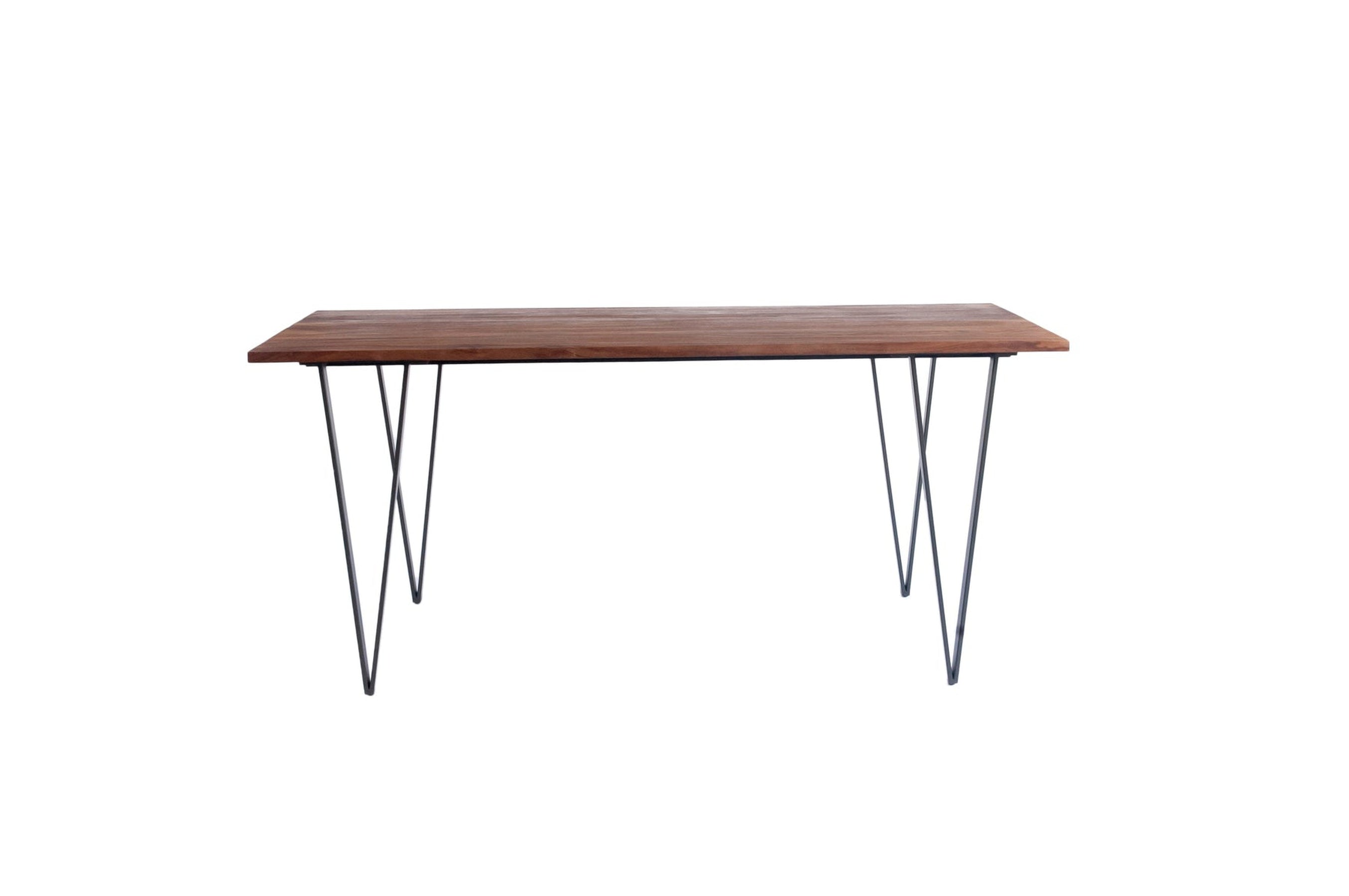 Table à manger contemporaine | Table en bois avec pieds en fer noir | Table en bois naturel pour salle à manger