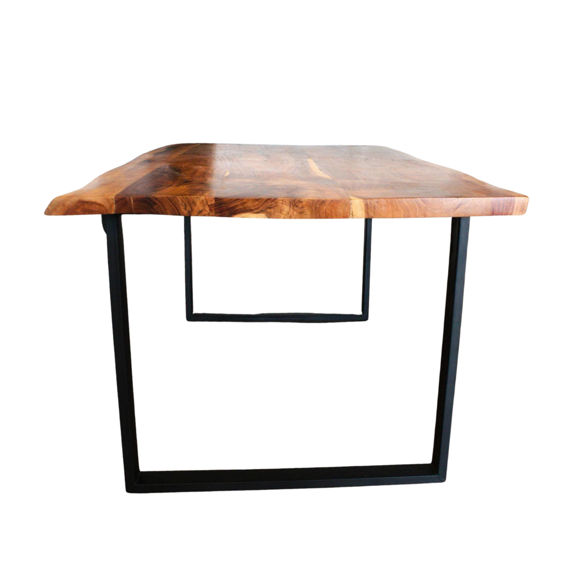Table à manger Live Edge | Table industrielle en bois naturel avec pieds en fer noir | Table en bois massif