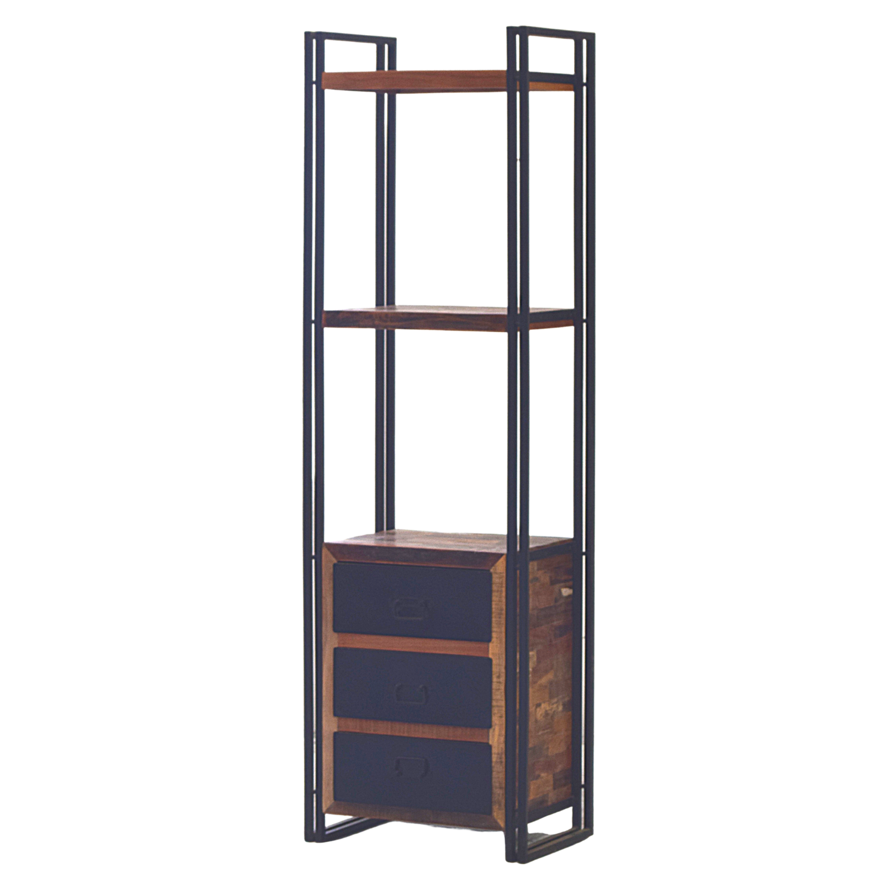 Iron Reclaimed Wood Display Rack - Wood Shelves Unit | 40x60x200 cm