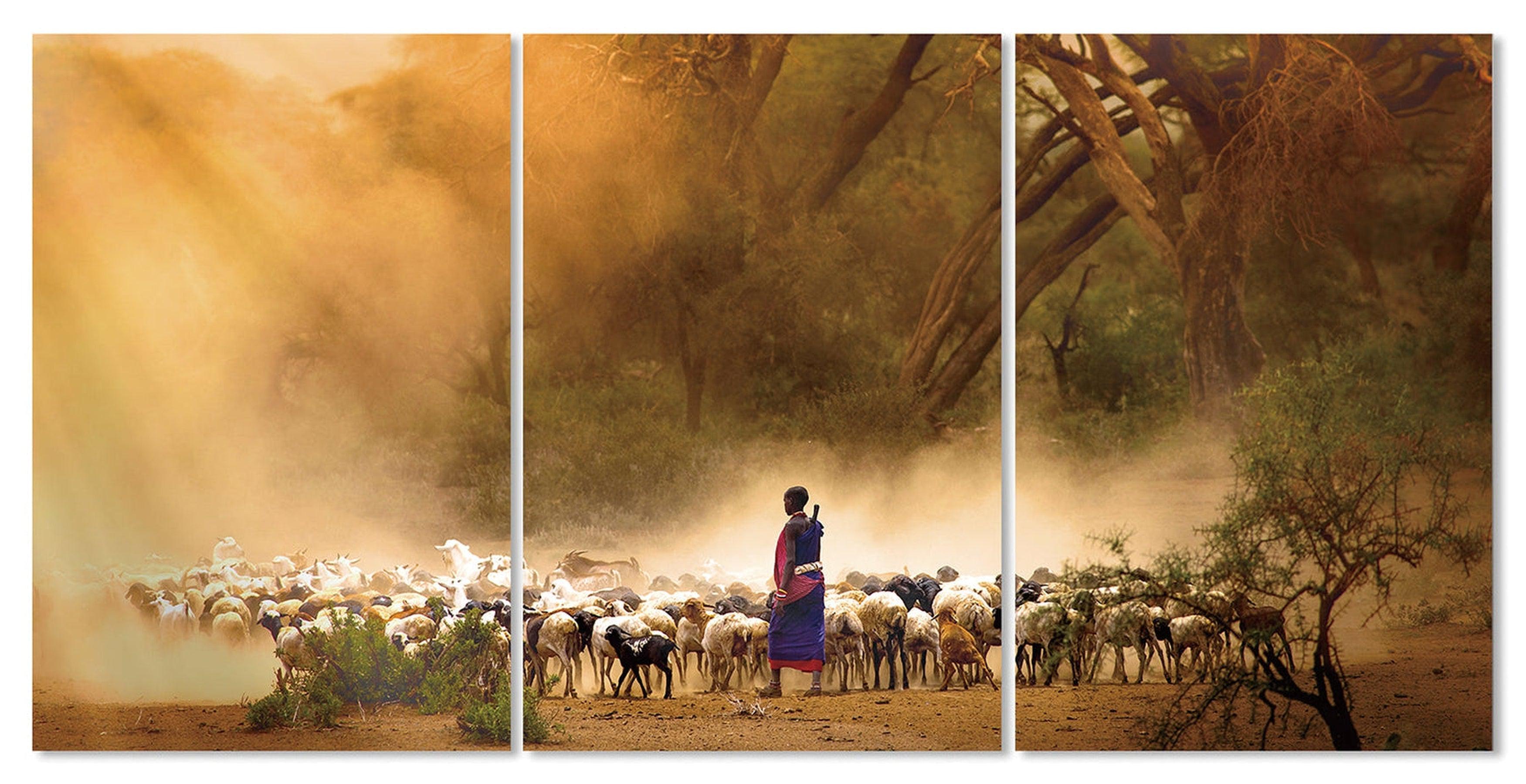The African Shepherd Multi Panel Wall Art | 70x50 cm