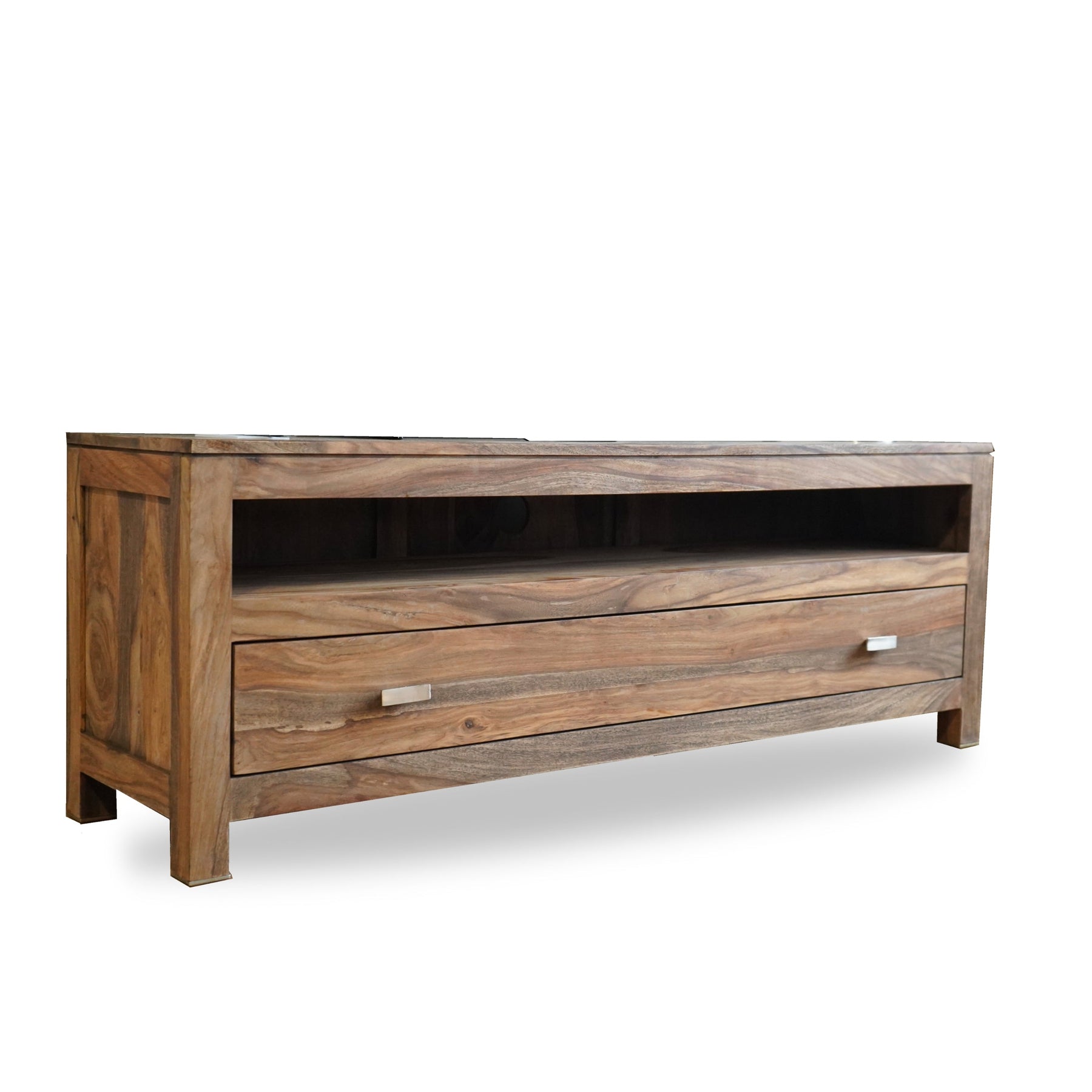 Zen TV Cabinet | Wooden TV Stand with Shelf and Drawer | Entertainment Center and storage | 140x40x50 cm