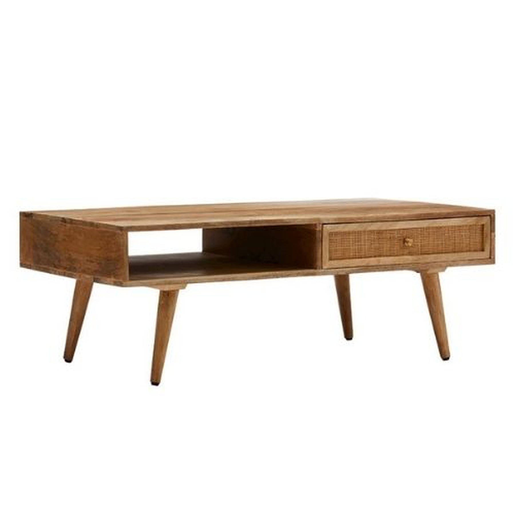 Wooden Straw Range 1 Drawer Open Shelf Coffee Table - Coffee table - Modern Coffee Table | 45x24x16 inches