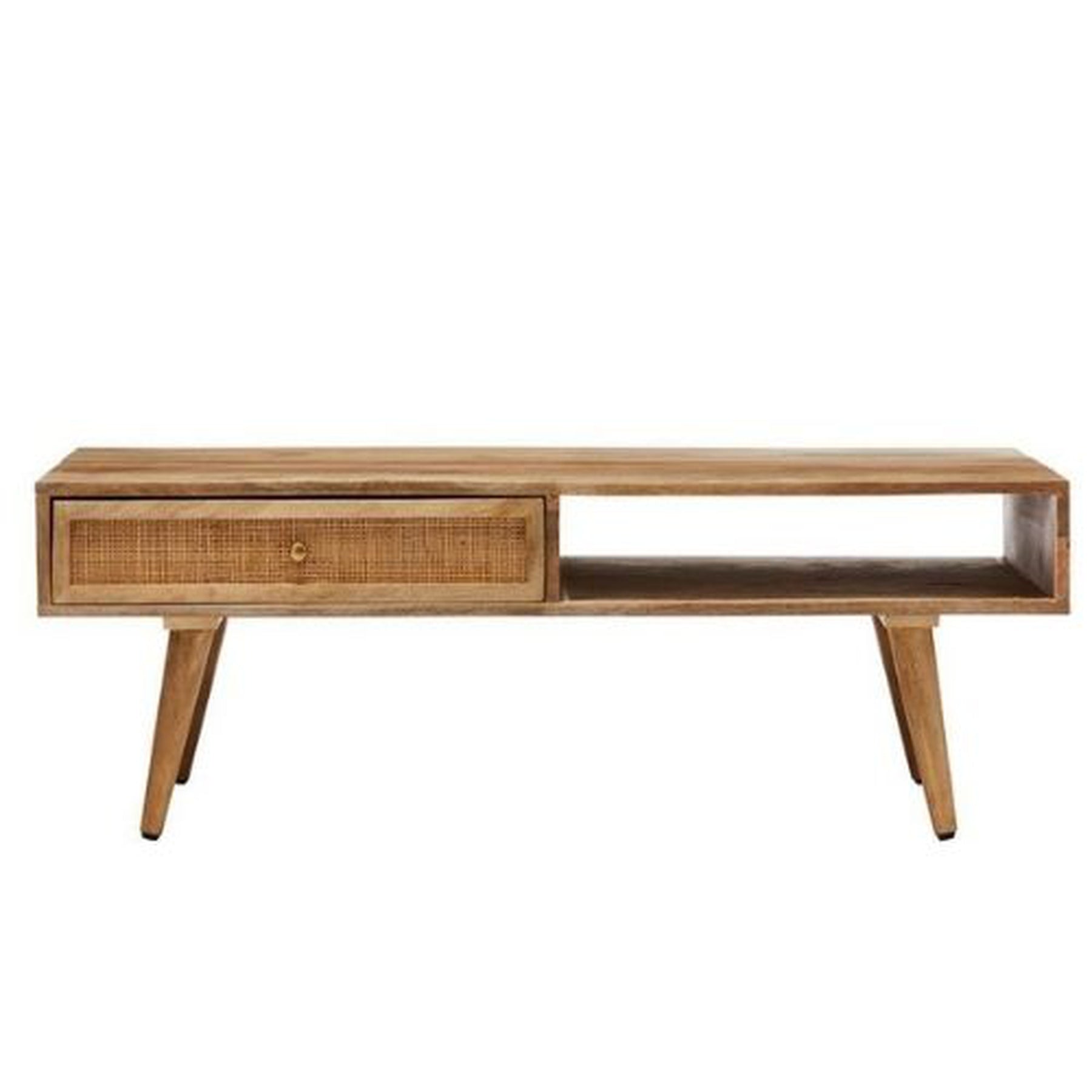 Table basse en paille de bois 1 tiroir étagère ouverte - Table basse - Table basse moderne