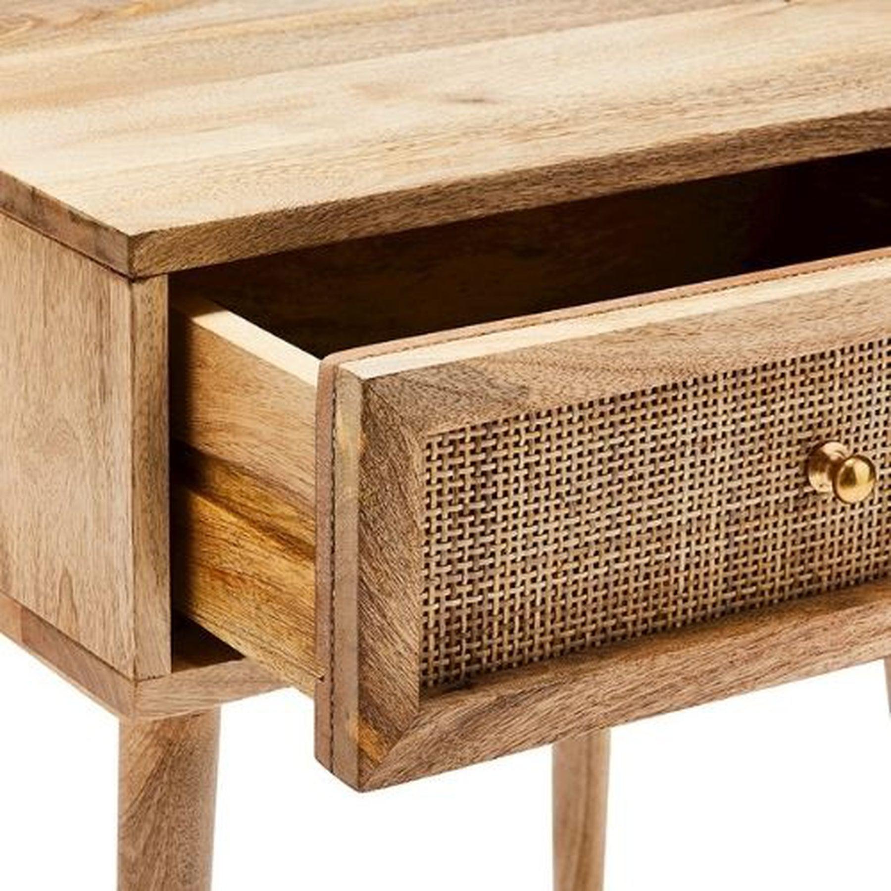 Wooden Straw Range 1 Drawer Side table - Side Wooden Table | 18x14x23 inches