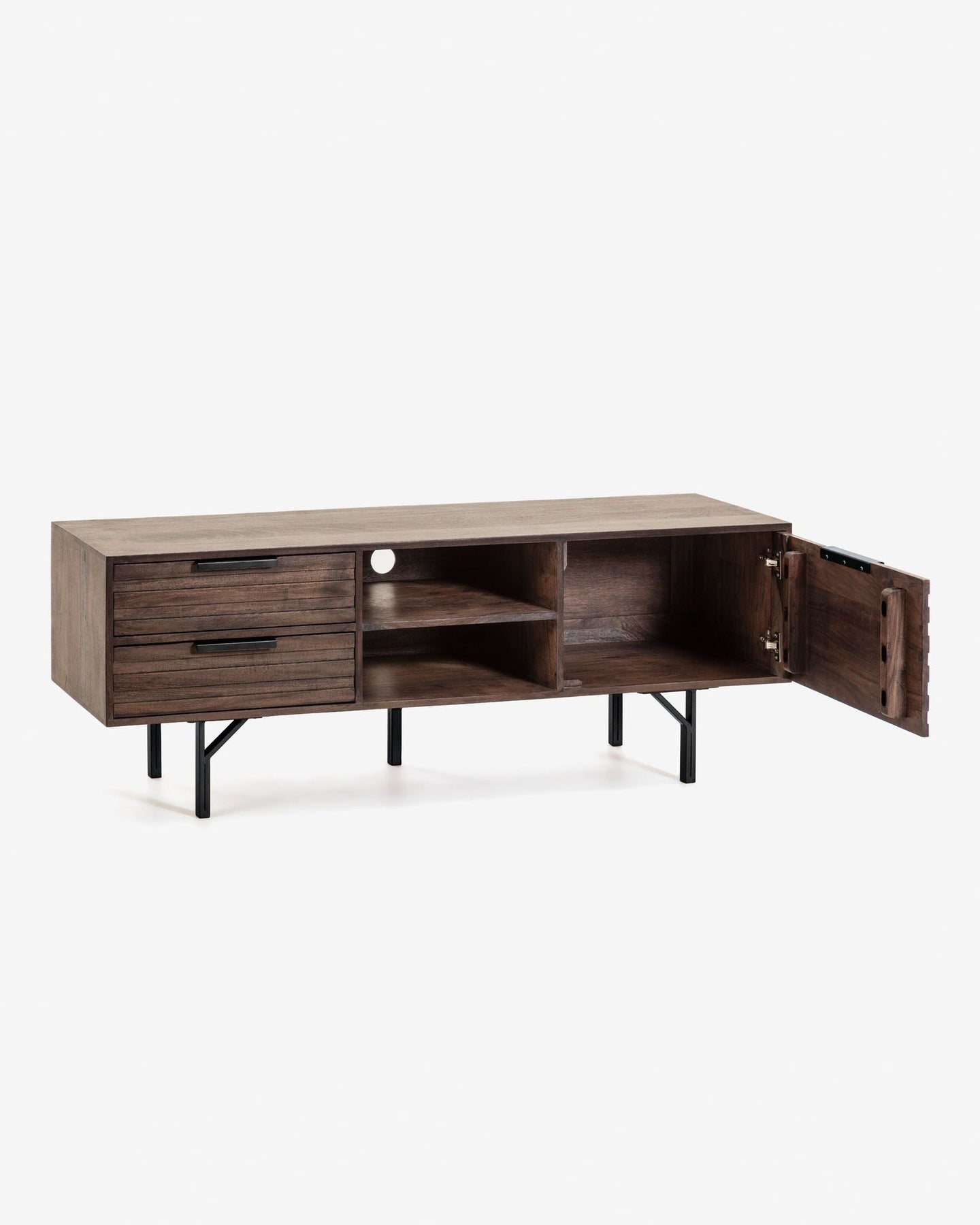 Madison Wood Media Unit - Console multimédia pour meuble TV avec tiroirs