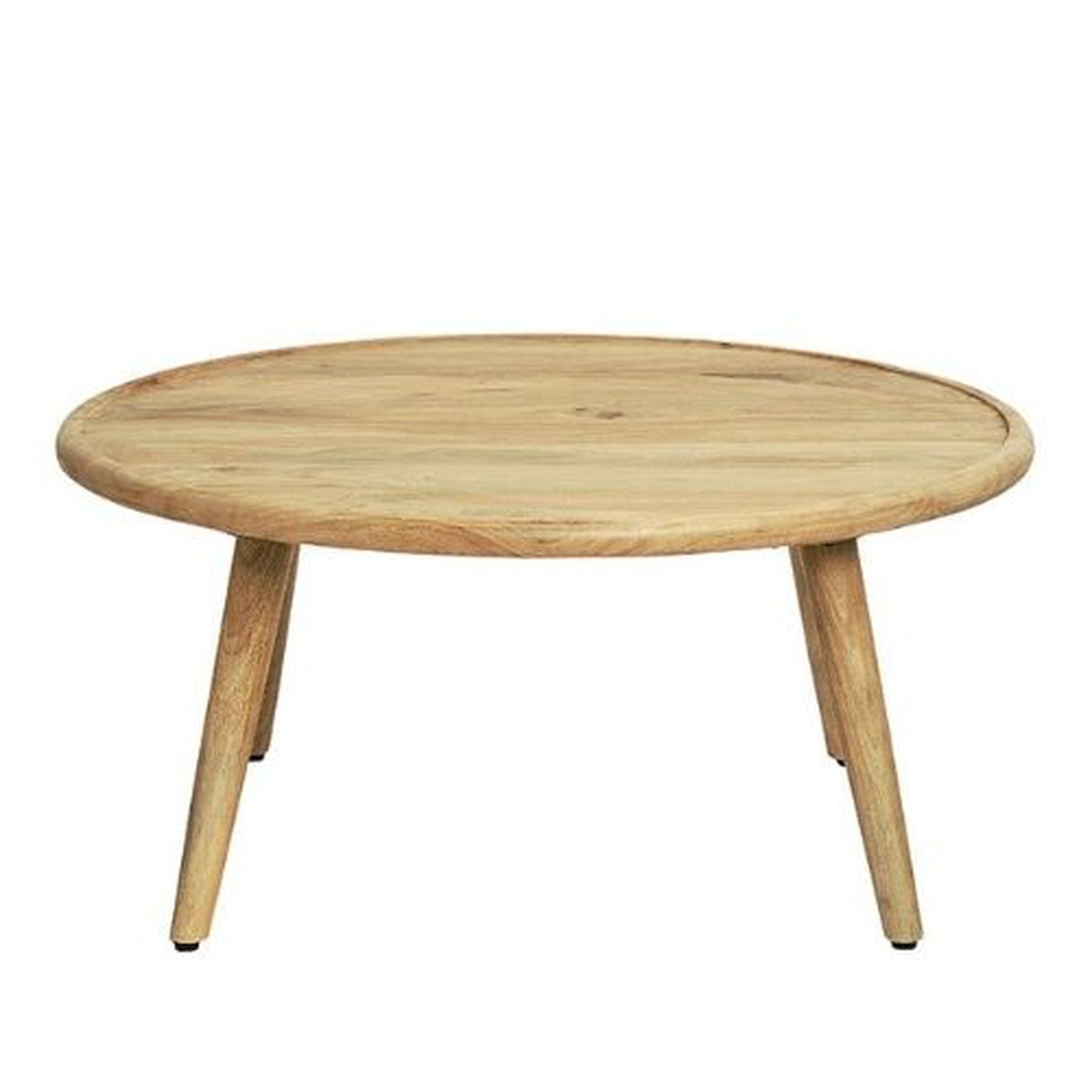 Grande table basse ronde en bois massif rétro