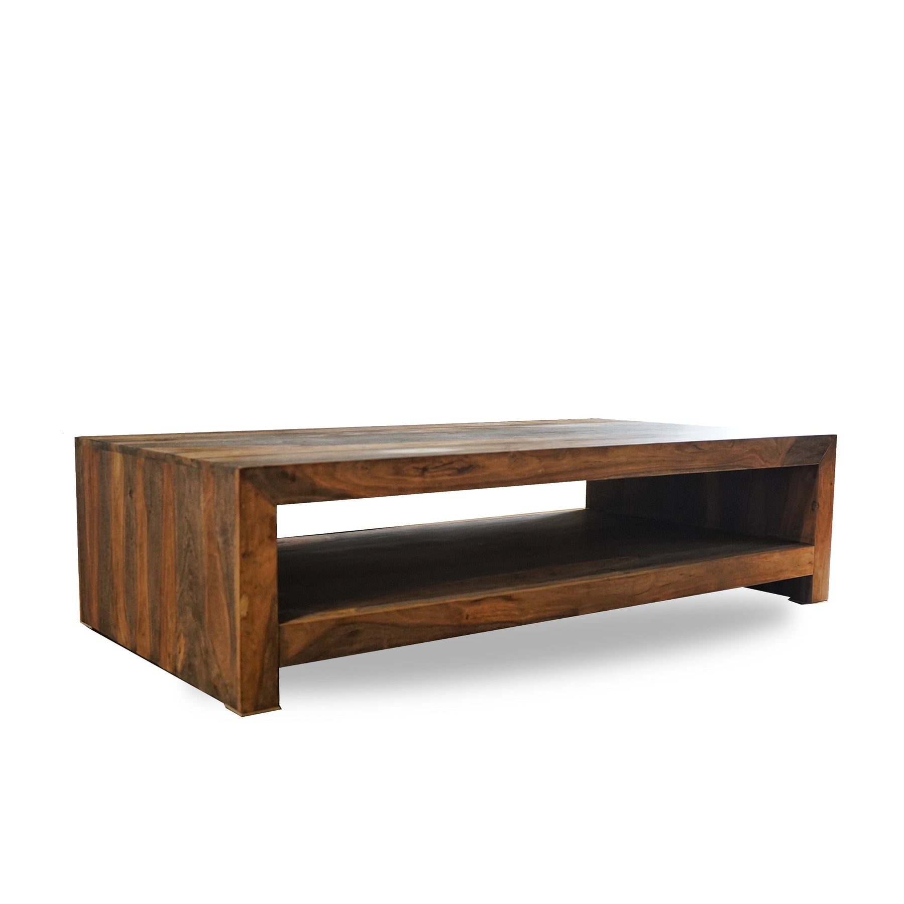 Zen Wooden Coffee Table - 2 Tier Unique Wooden Coffee Table with Storage Shelf | 2 Sizes Available