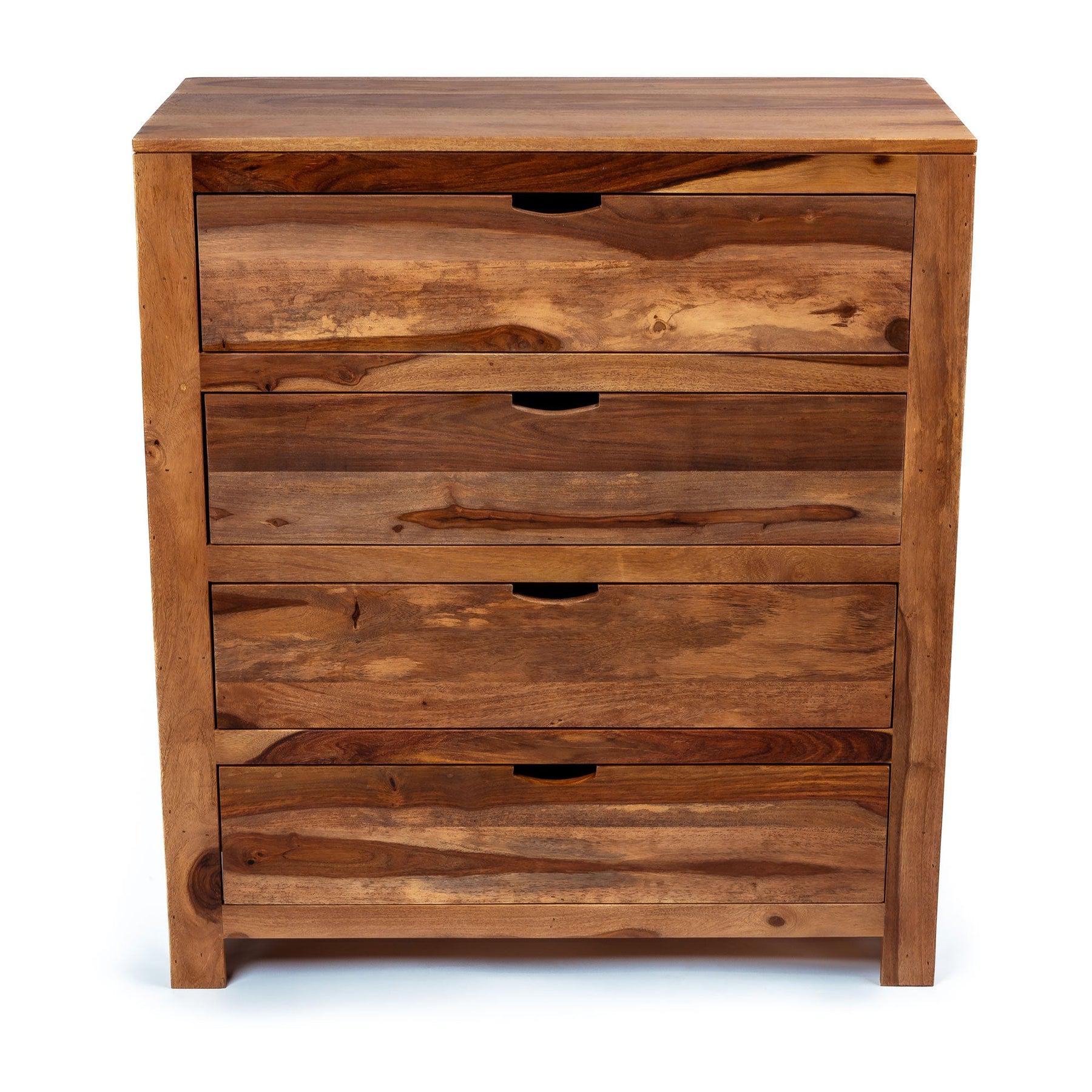 Commode Zen | Rangement de placard en bois massif avec 4 tiroirs pour salon, couloir, chambre à coucher, chambre d'enfant