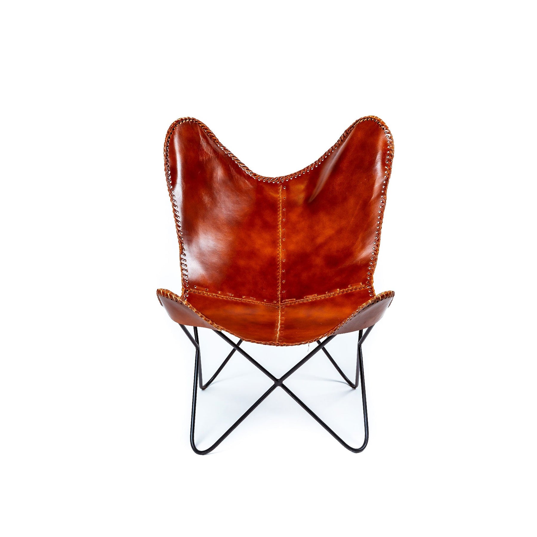 Leather Butterfly Chair | Living Room Brown Leather Chair | 27 x 30 x 29 inches