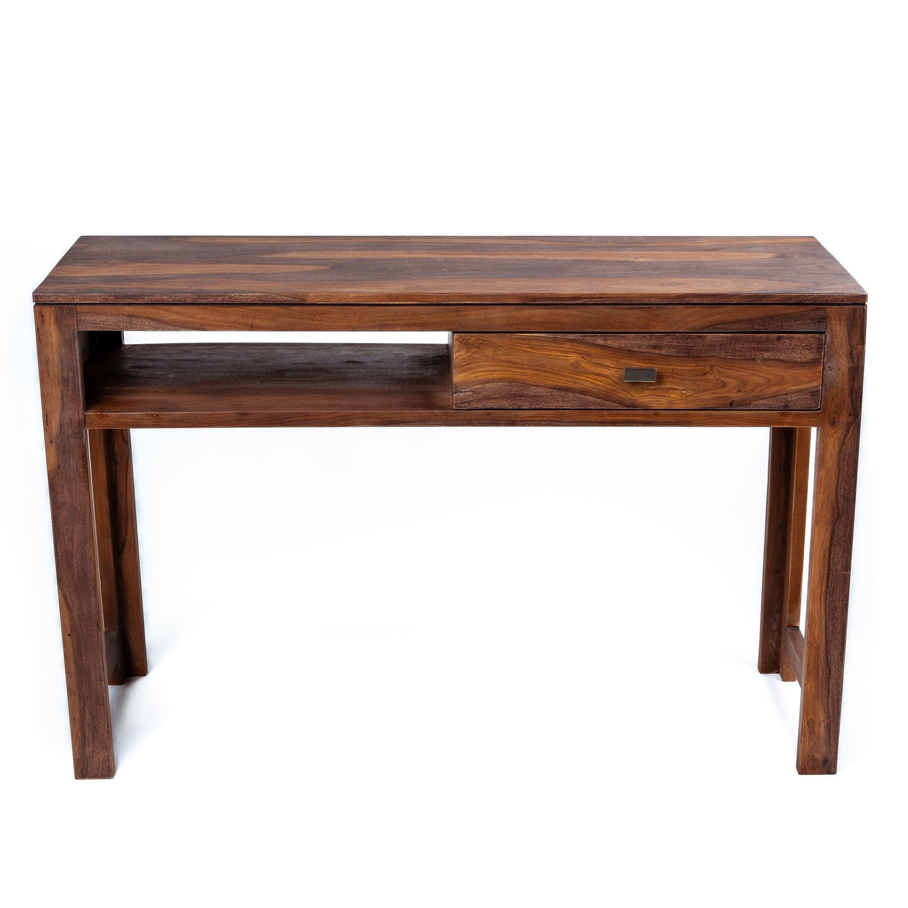 Bureau console grand | Grande console en bois | Bureau de table console avec un tiroir et une étagère