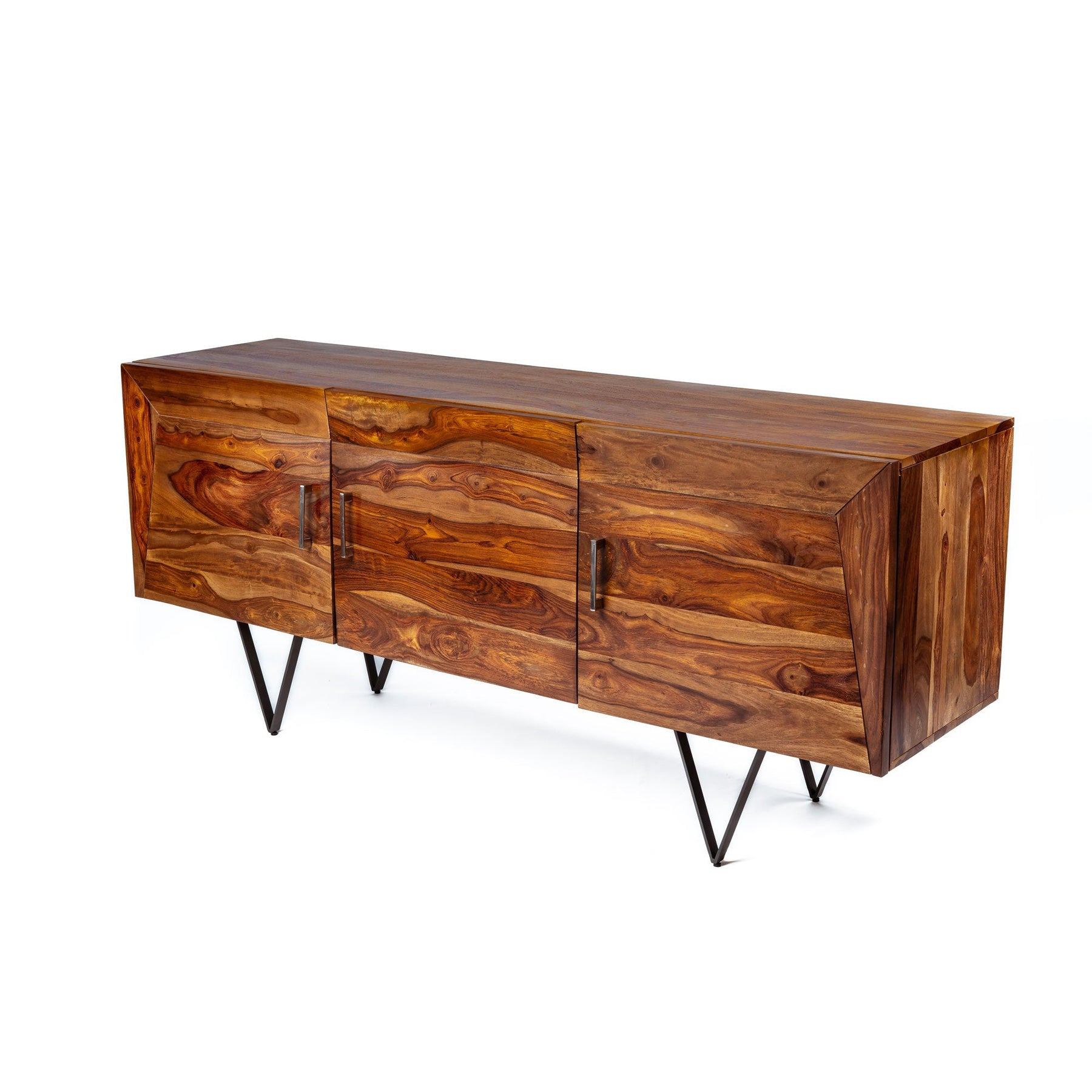 Metric Solid Wood Sideboard | Wide Rectangle with Storage - 3 Door | Living Room and Dining room | 175x45x73 cm