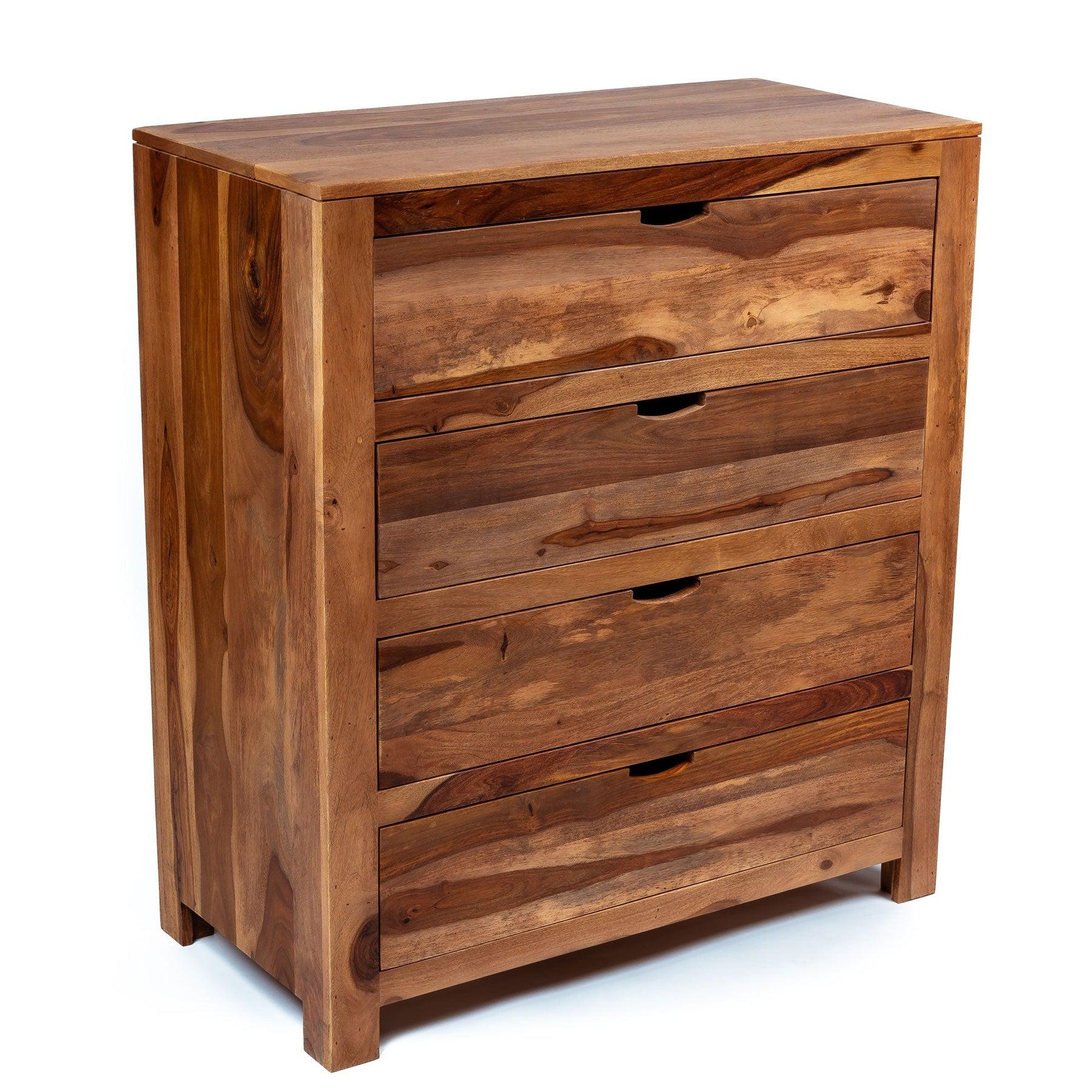 Commode Zen | Rangement de placard en bois massif avec 4 tiroirs pour salon, couloir, chambre à coucher, chambre d'enfant