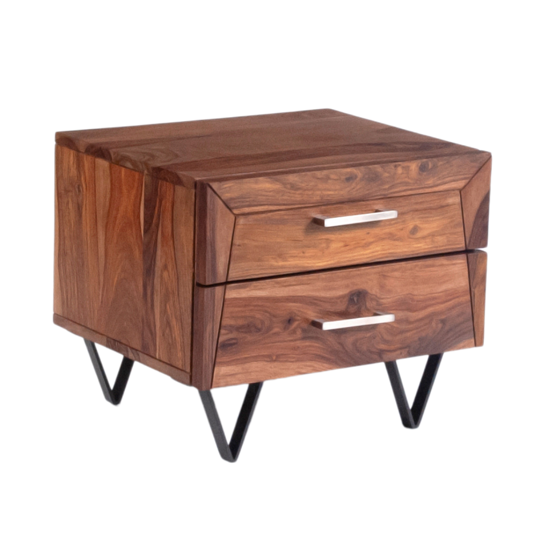 Table de chevet | Table de chevet en bois avec 2 tiroirs et poignées, table d'appoint pour chambre/salon